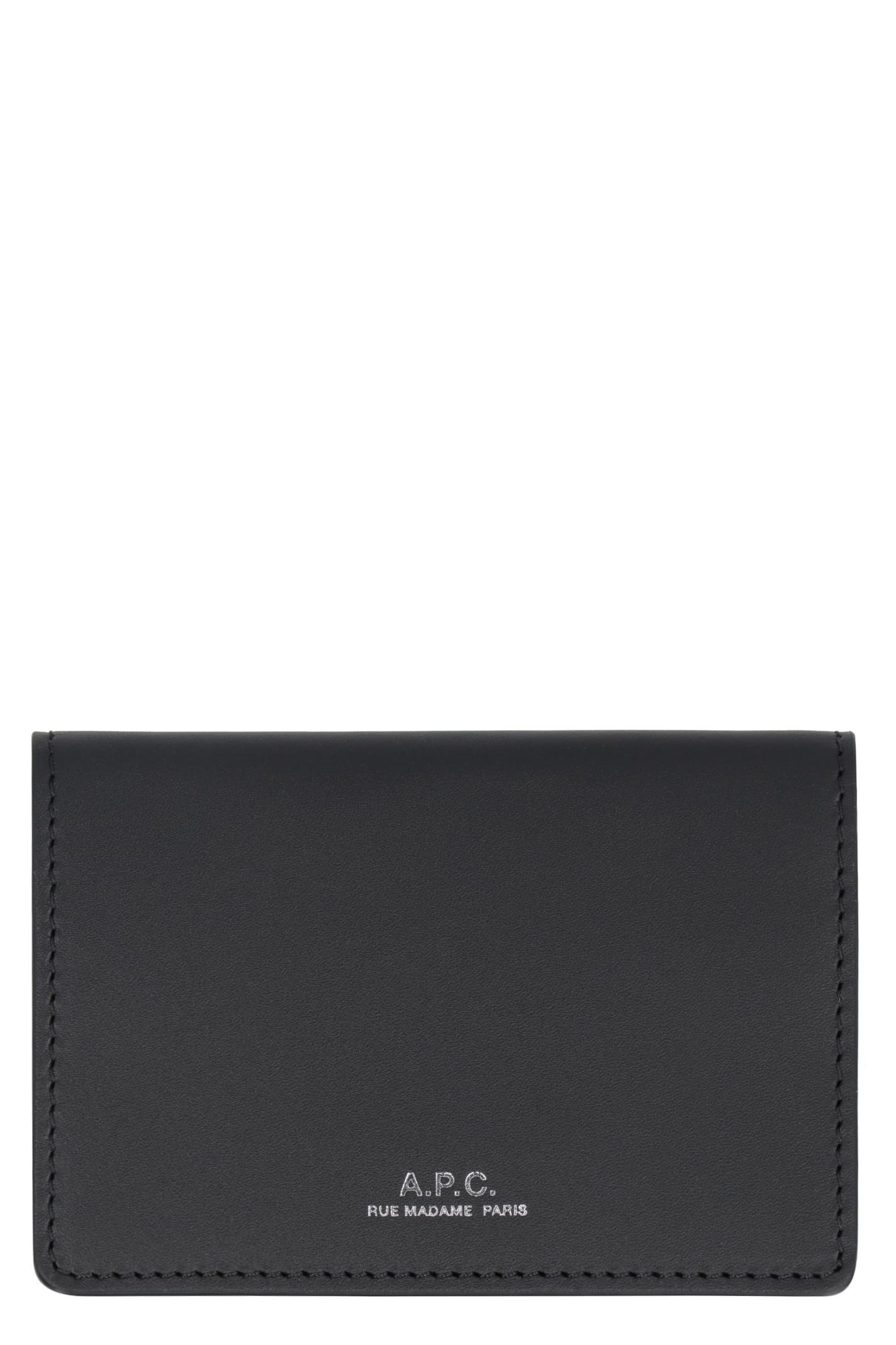 Shop Apc Stefan Leather Card Holder In Black