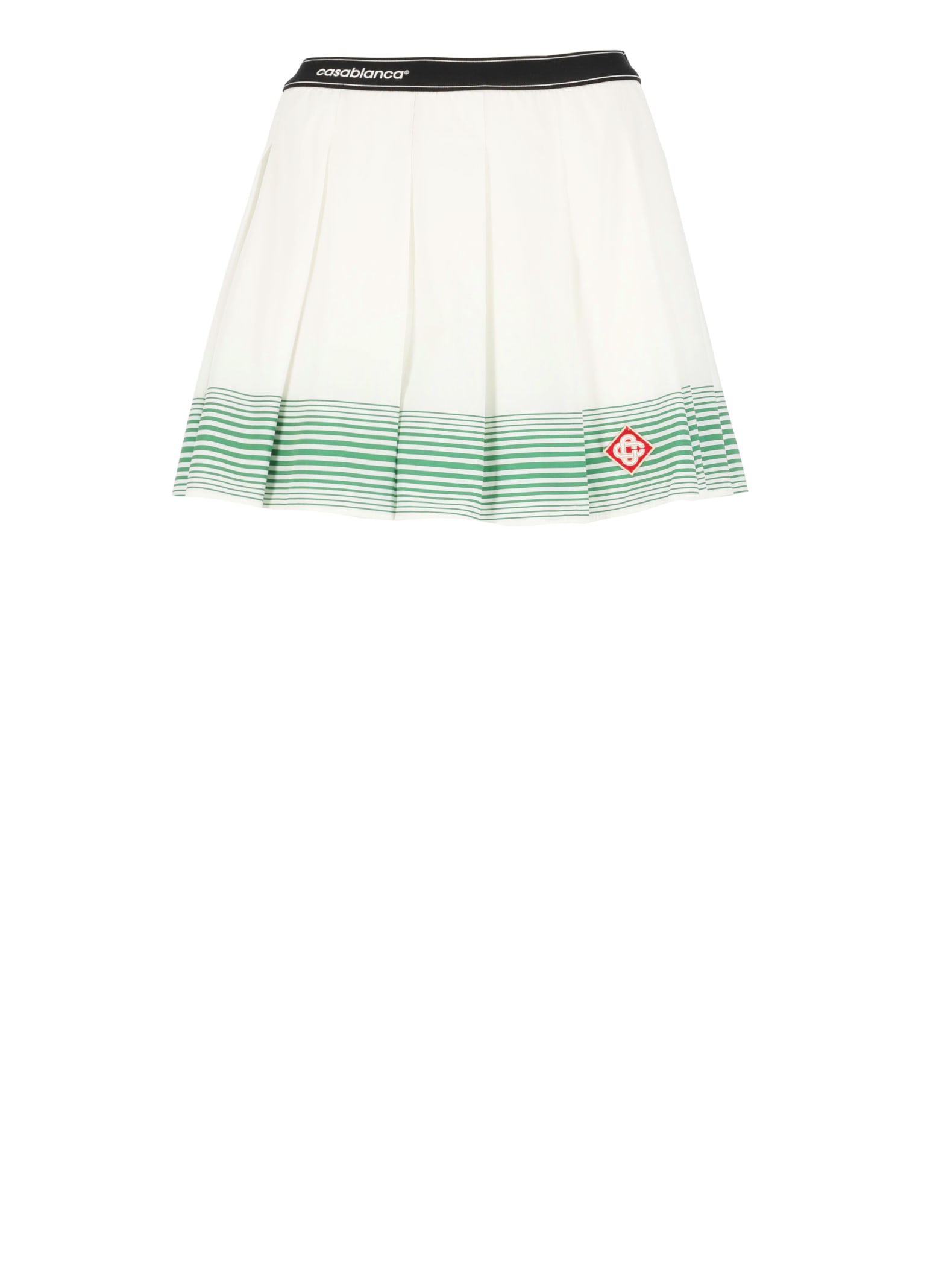 Shop Casablanca Pleated Skirt With Striped Pattern In White