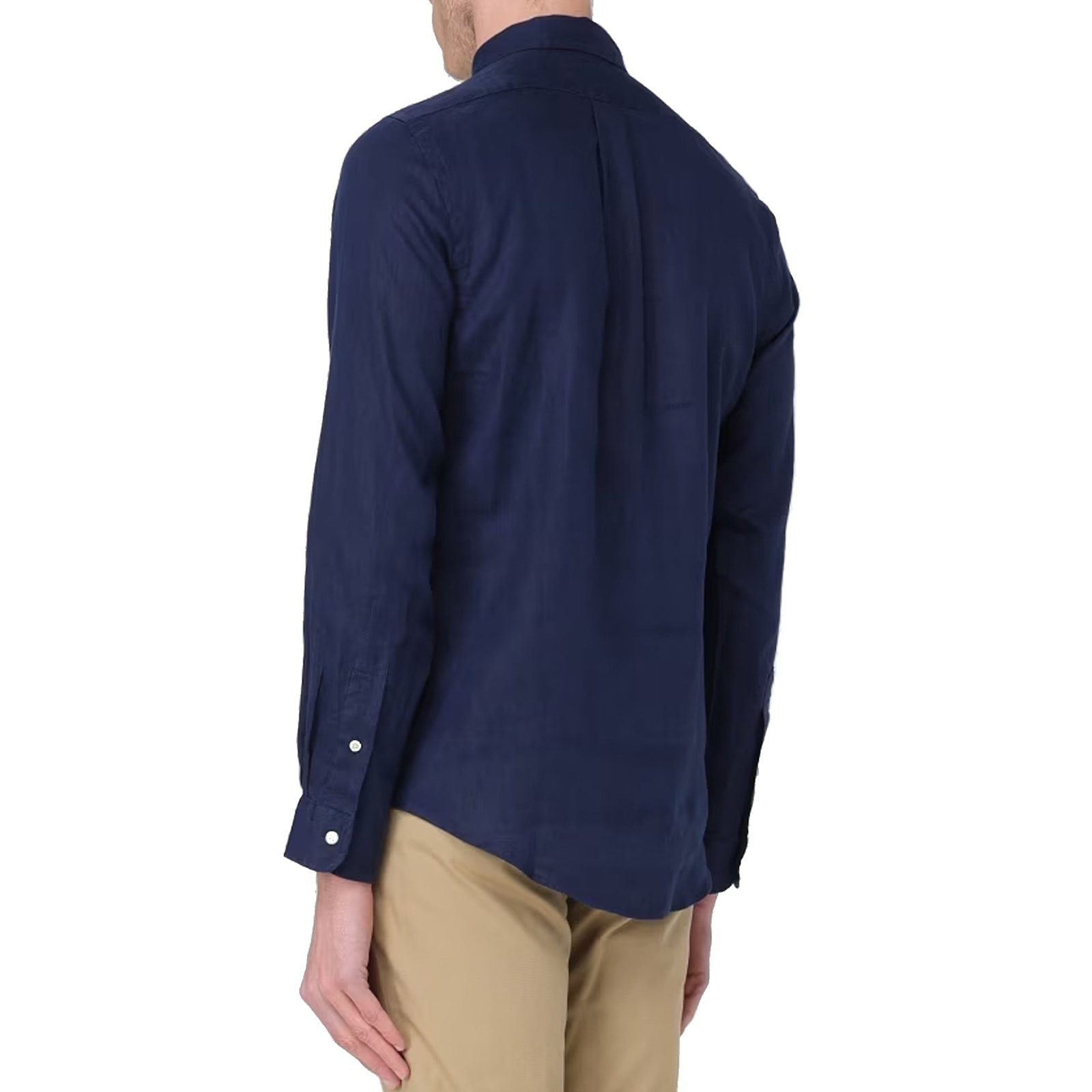 Shop Ralph Lauren Linen Slim Shirt In Blue