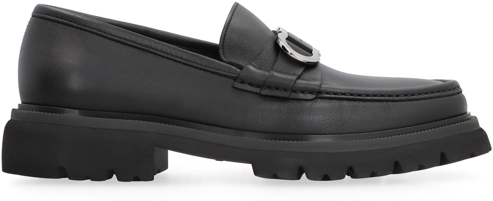 Shop Ferragamo Leather Loafers In Black