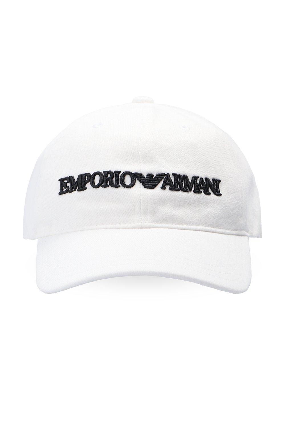 Shop Emporio Armani Logo Embroidered Baseball Cap In Bianco