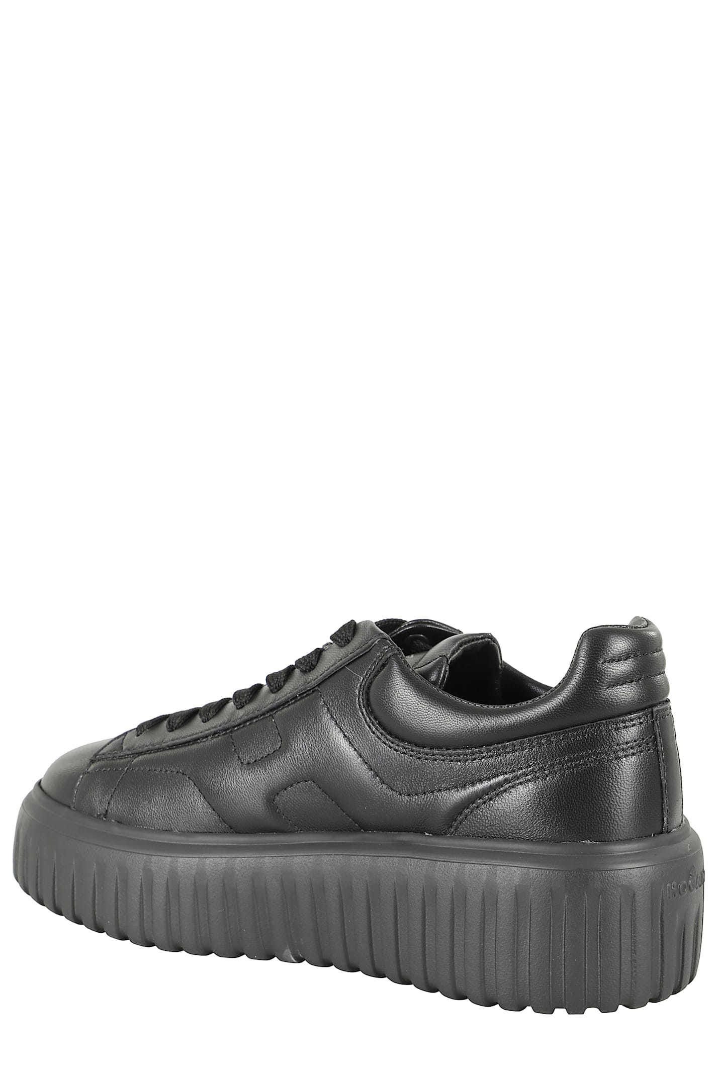 Hogan H-stripes Allacciato H Leather Sneakers In Black