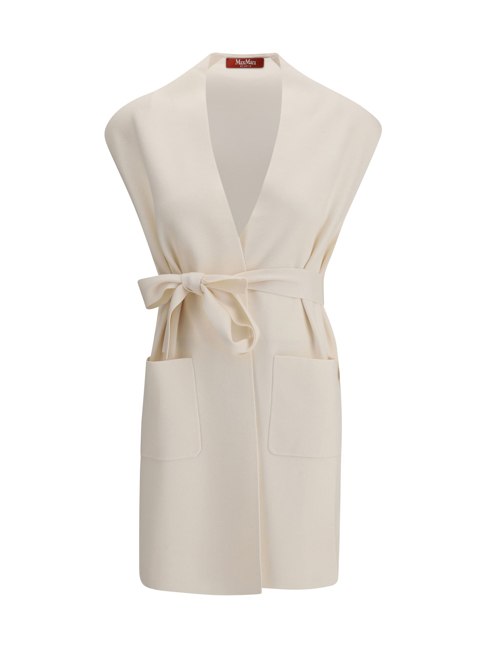 Max Mara Abete Long Vest In Neutral