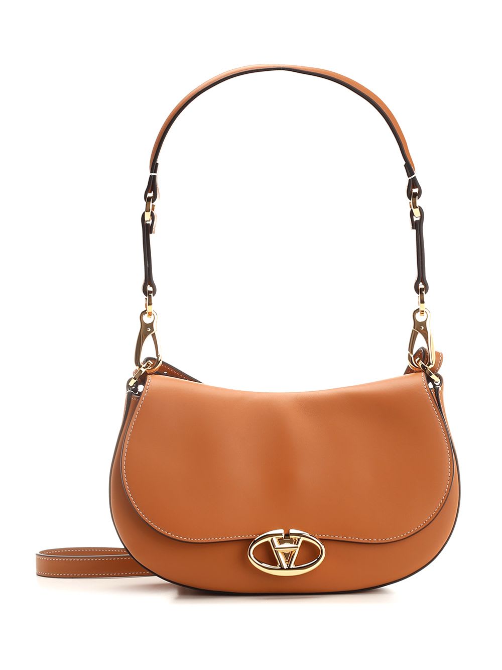 Shop Valentino Ohval Small Shoulder Bag In Beige