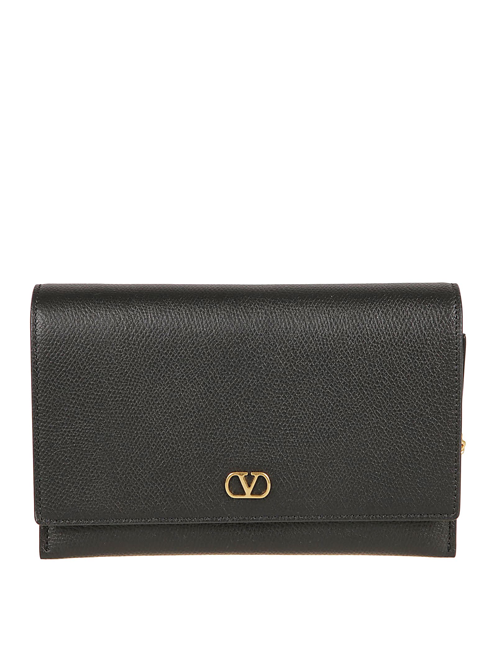 Valentino Signature V-logo Card Case In Black