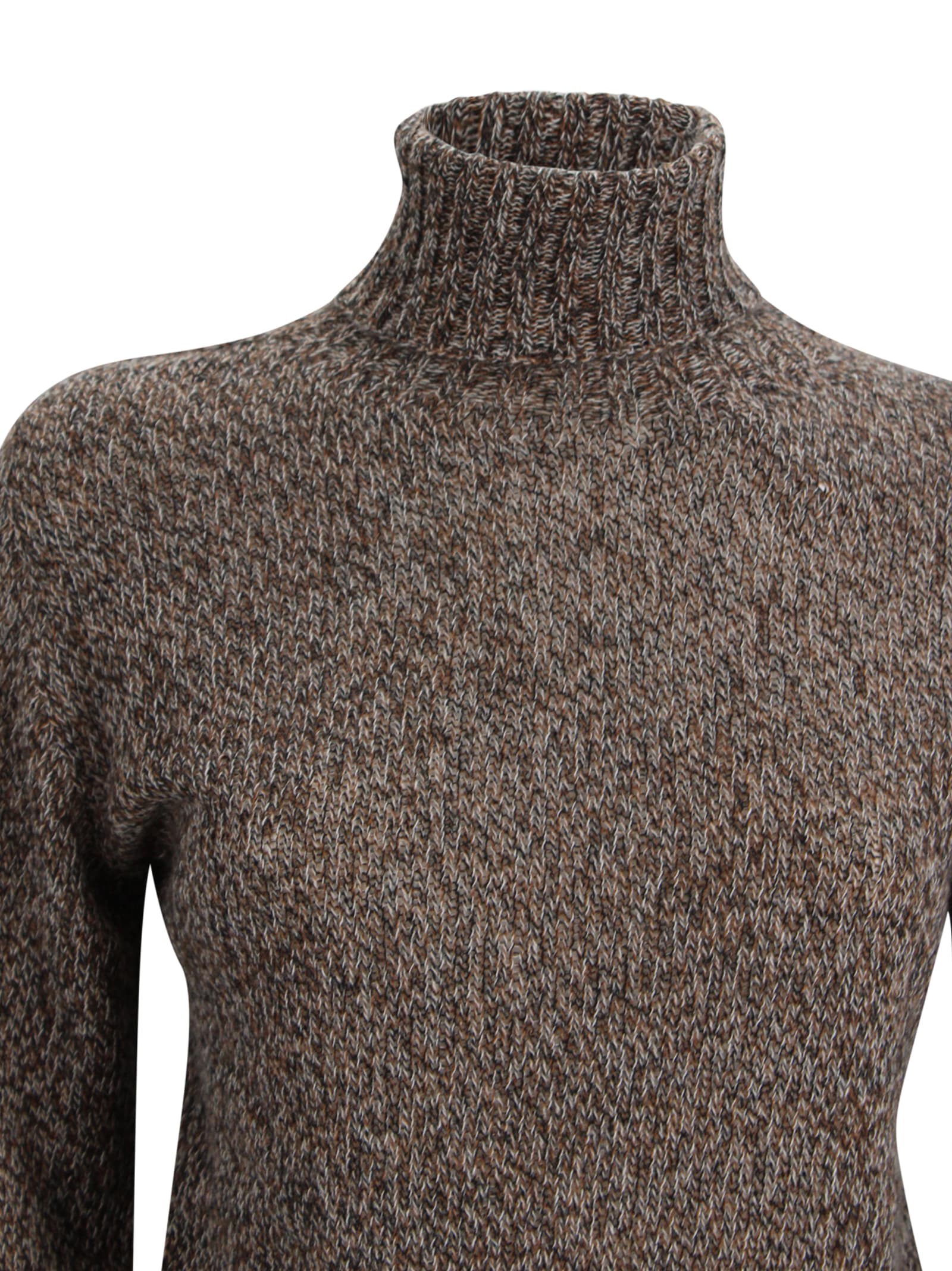 Be You Cashmere Turtleneck Sweater With A Mottled Knit In Animal Print