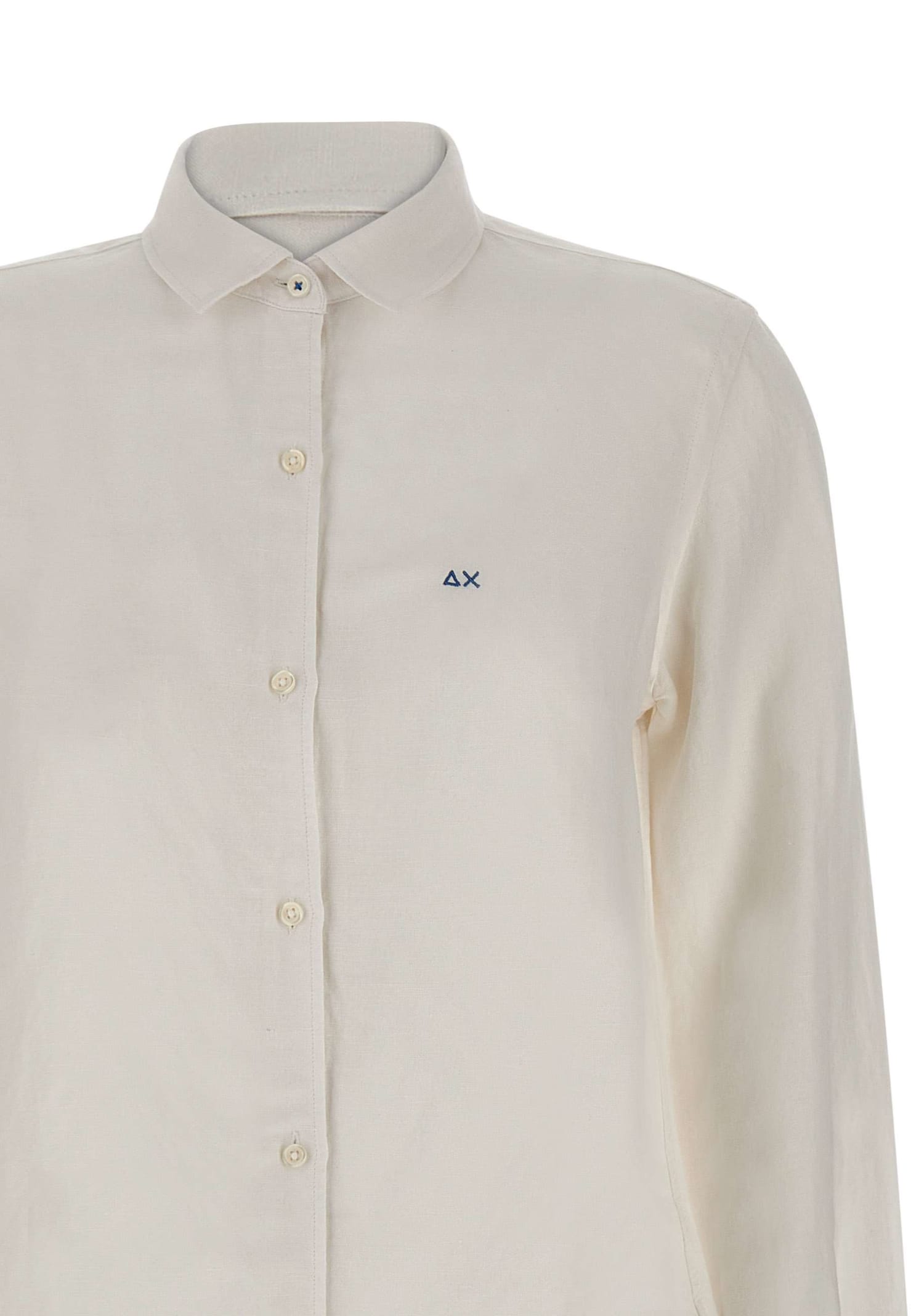 Shop Sun 68 Linen And Viscose Shirt In White