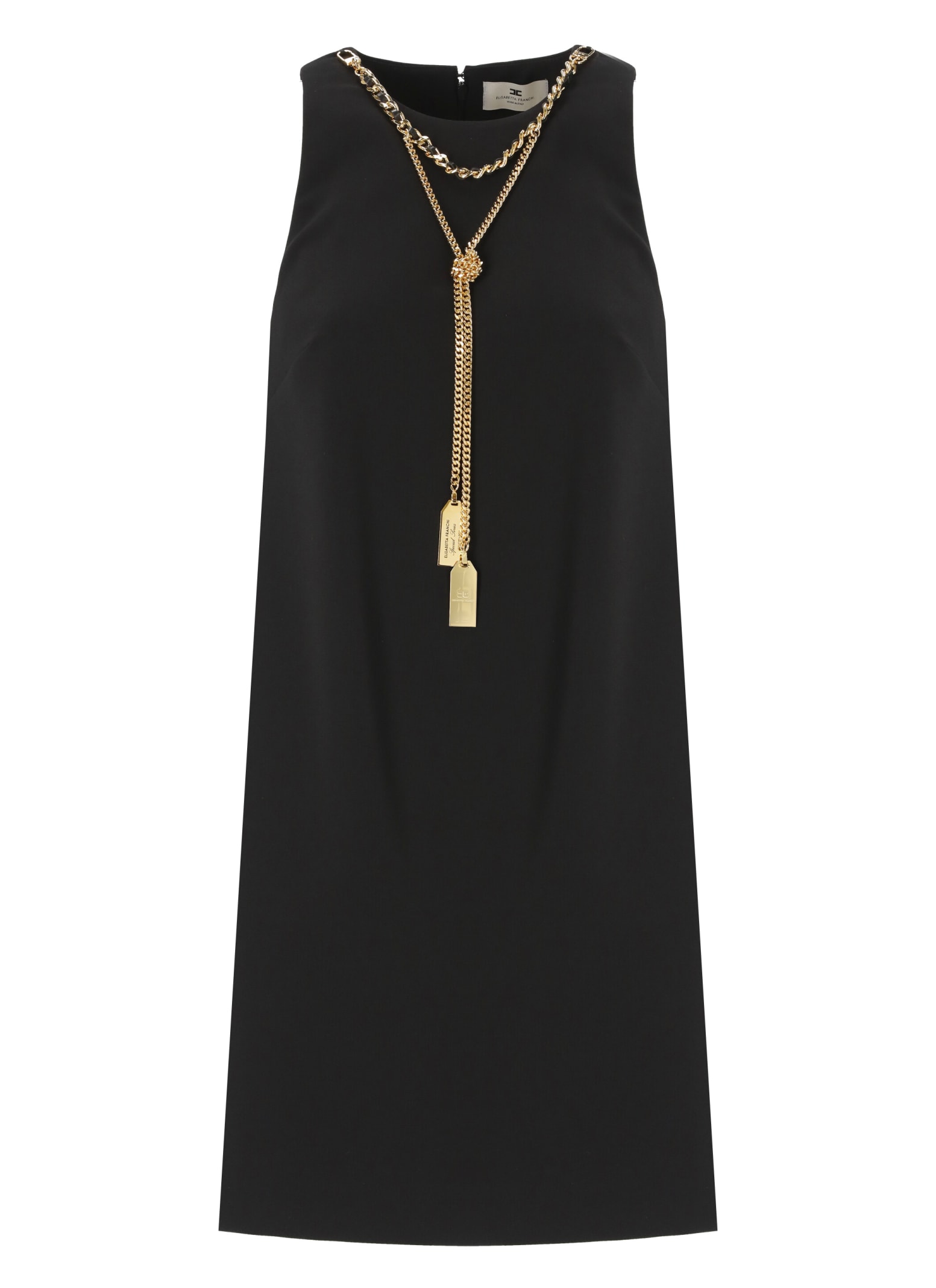 Shop Elisabetta Franchi Dress With Chain In Black