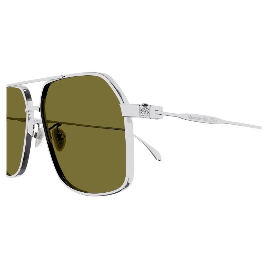 Shop Alexander Mcqueen Am0372s 003 Sunglasses In Silver