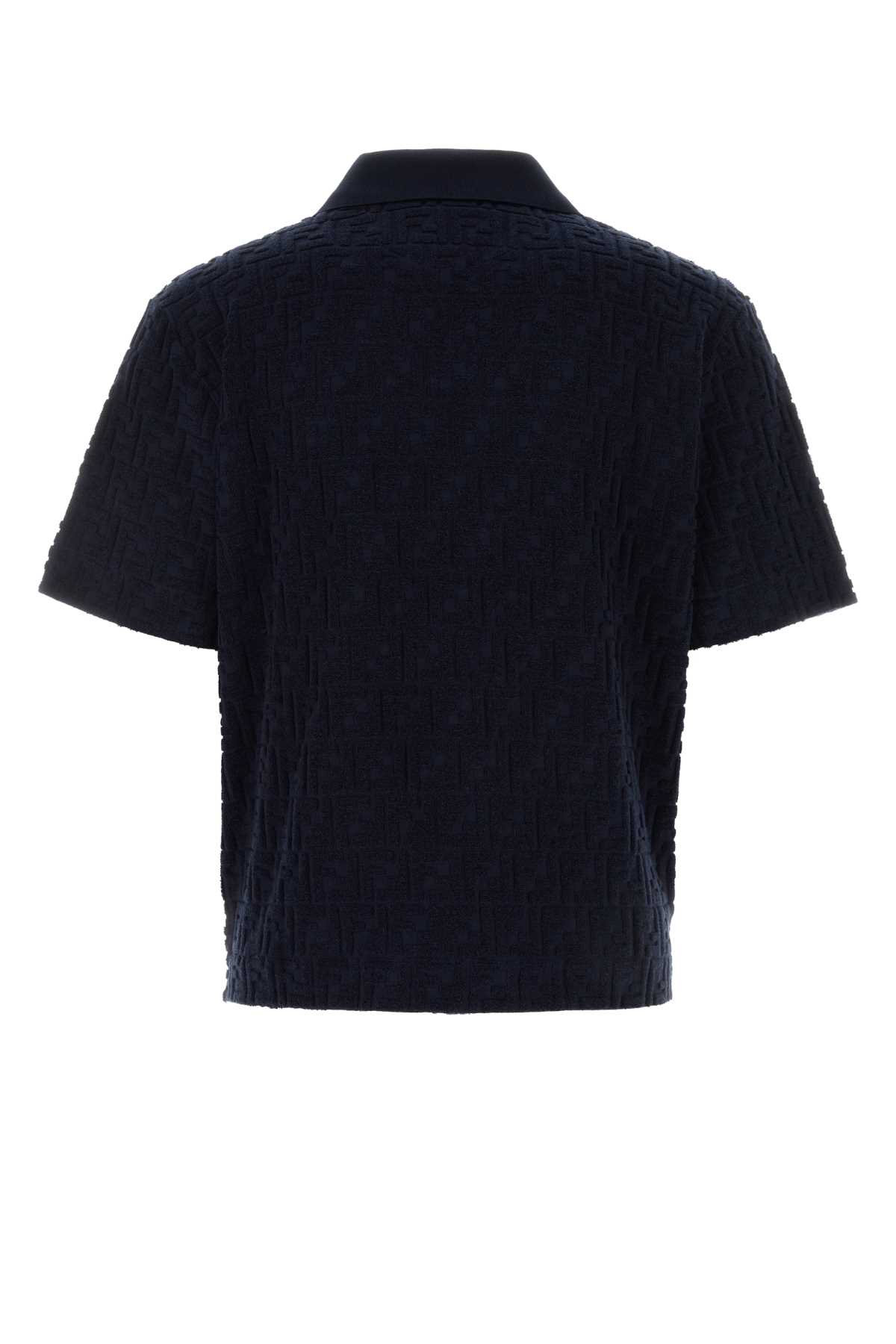 Shop Fendi Dark Blue Terry Fabric Polo Shirt In Navy