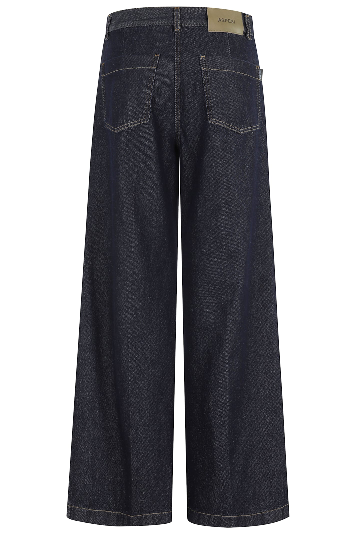 Aspesi Wide-leg Denim Pants With Contrast Stitching In Blue