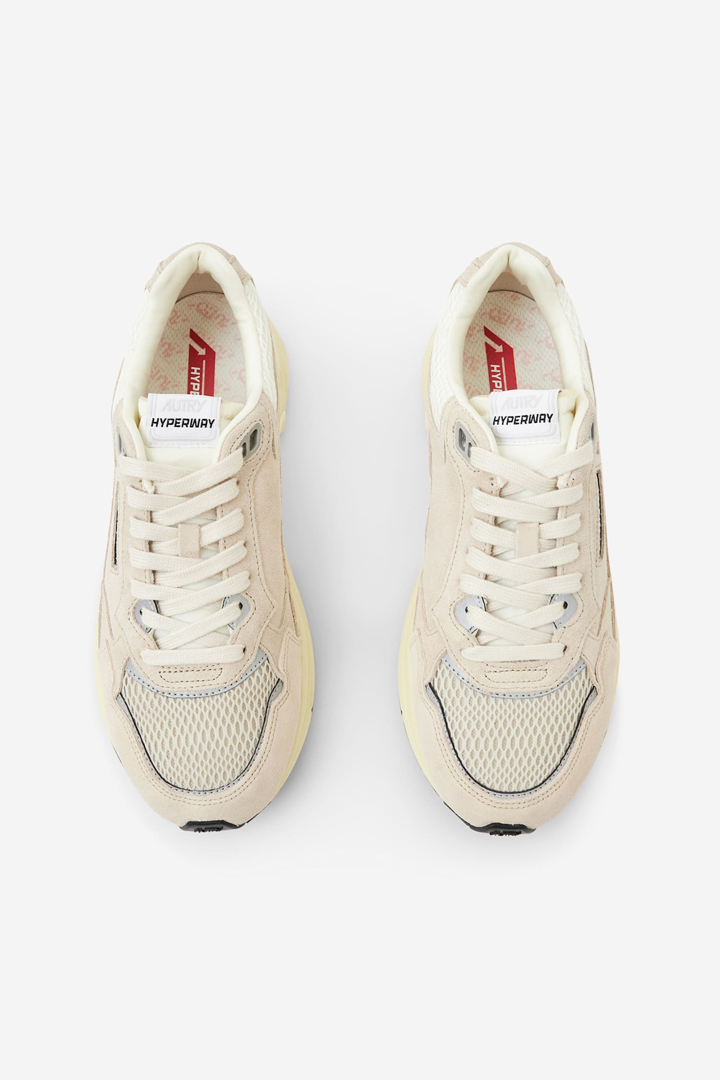 Autry Classic Leather And Mesh Panel Sneakers In Neutral