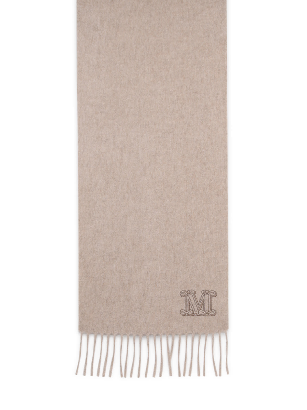 Max Mara Dalia Logo Cashmere Scarf In Beige