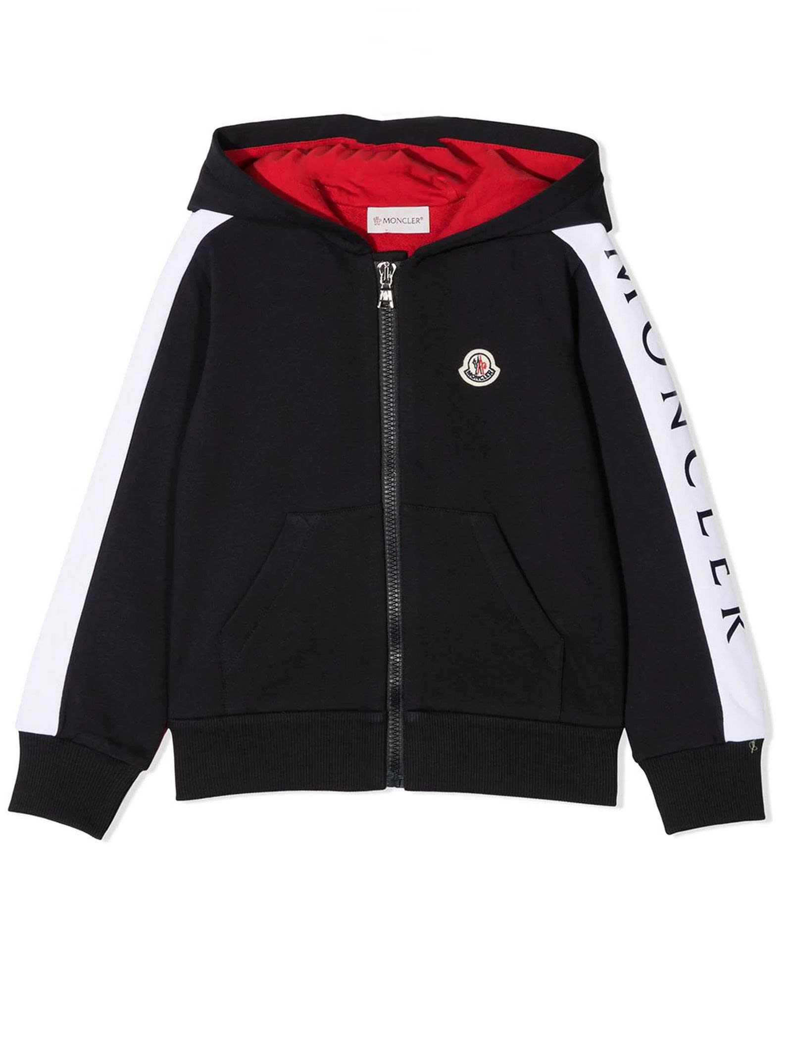 Moncler Navy Blue And Red Cotton Hoodie
