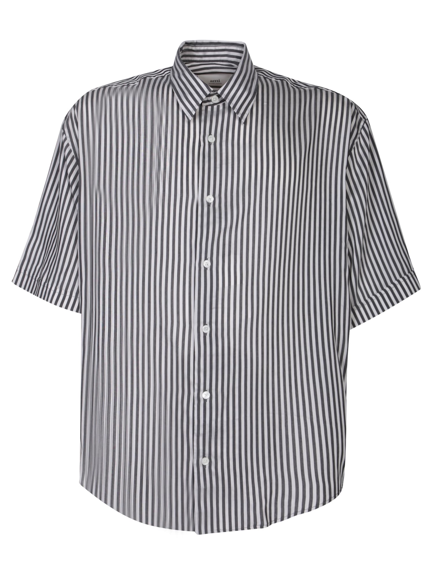 Shop Ami Alexandre Mattiussi Boxy Fit Striped Black/white Shirt