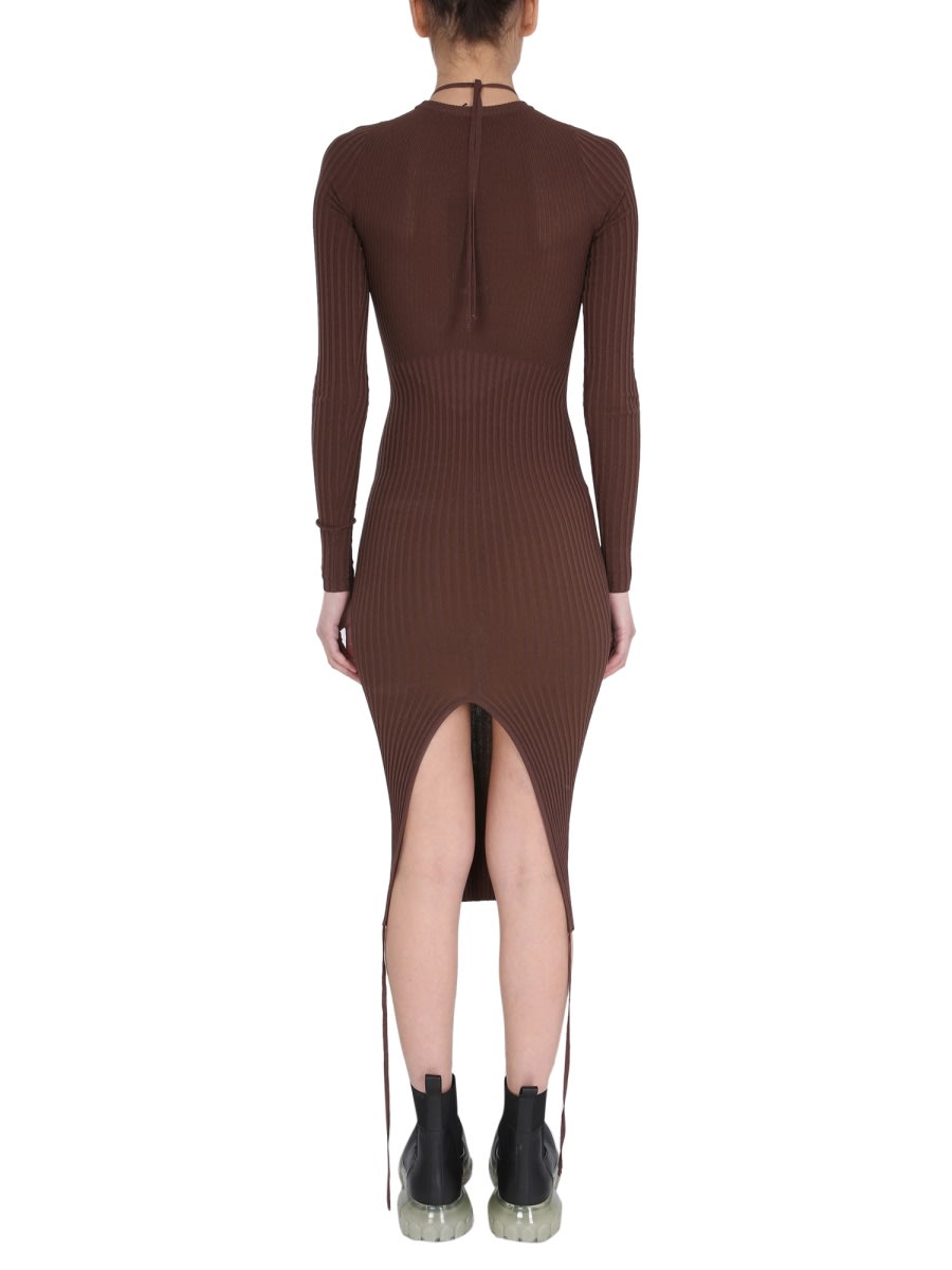 Shop Andreädamo Dress With Cut Out Detail In Brown