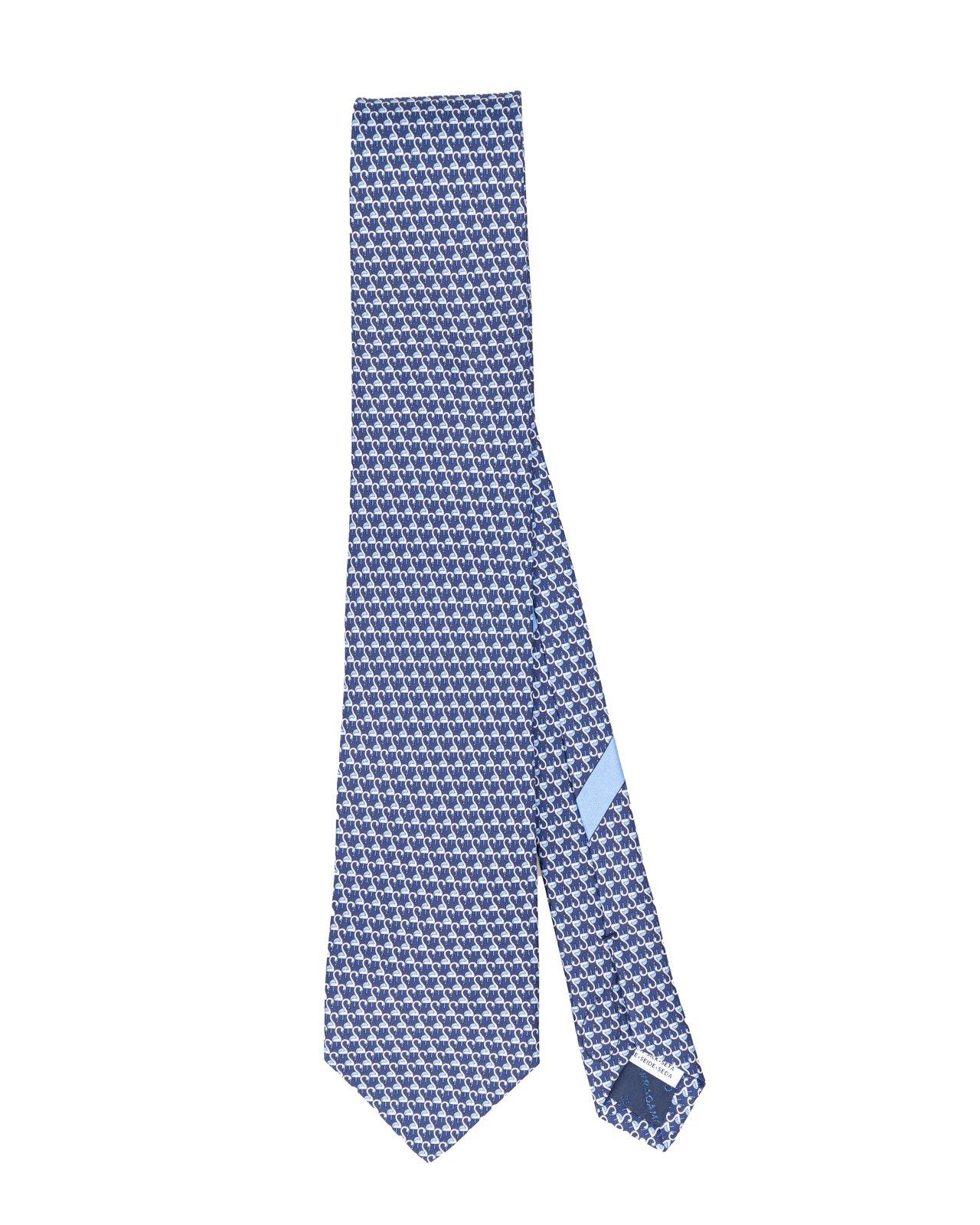 Shop Ferragamo Flamingo Printed Tie In Navy