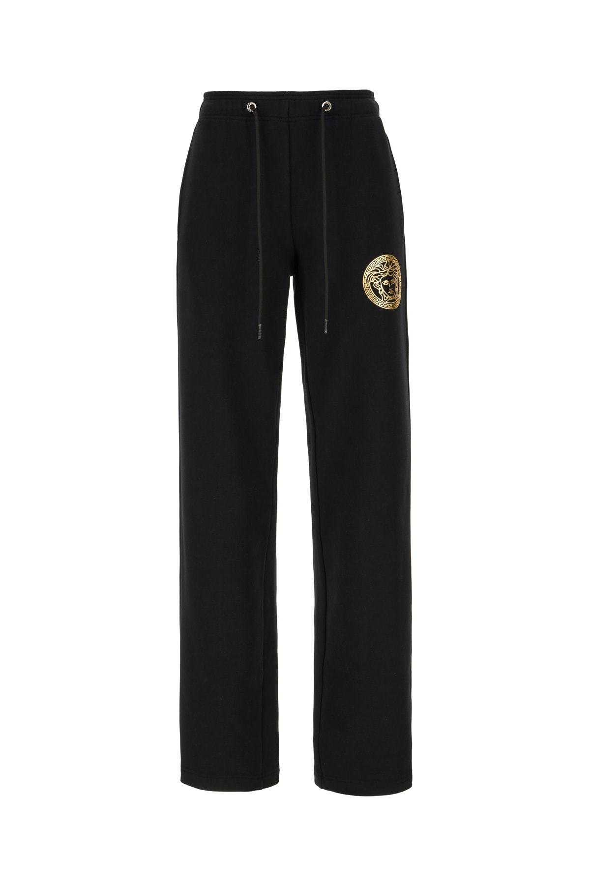 Versace Black Cotton Joggers In Blackgold