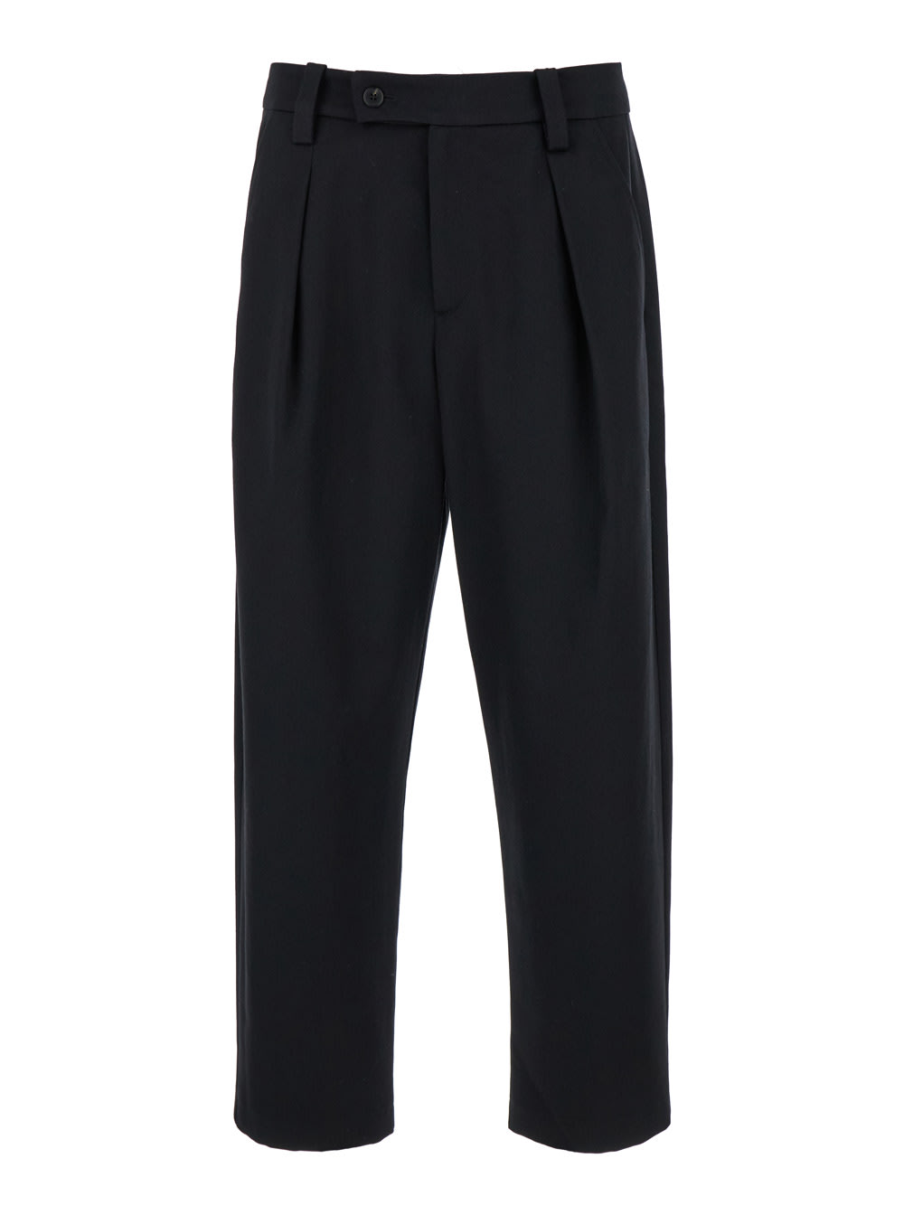 Shop Apc Renato Black Pants With Pences In Cotton And Linen Man