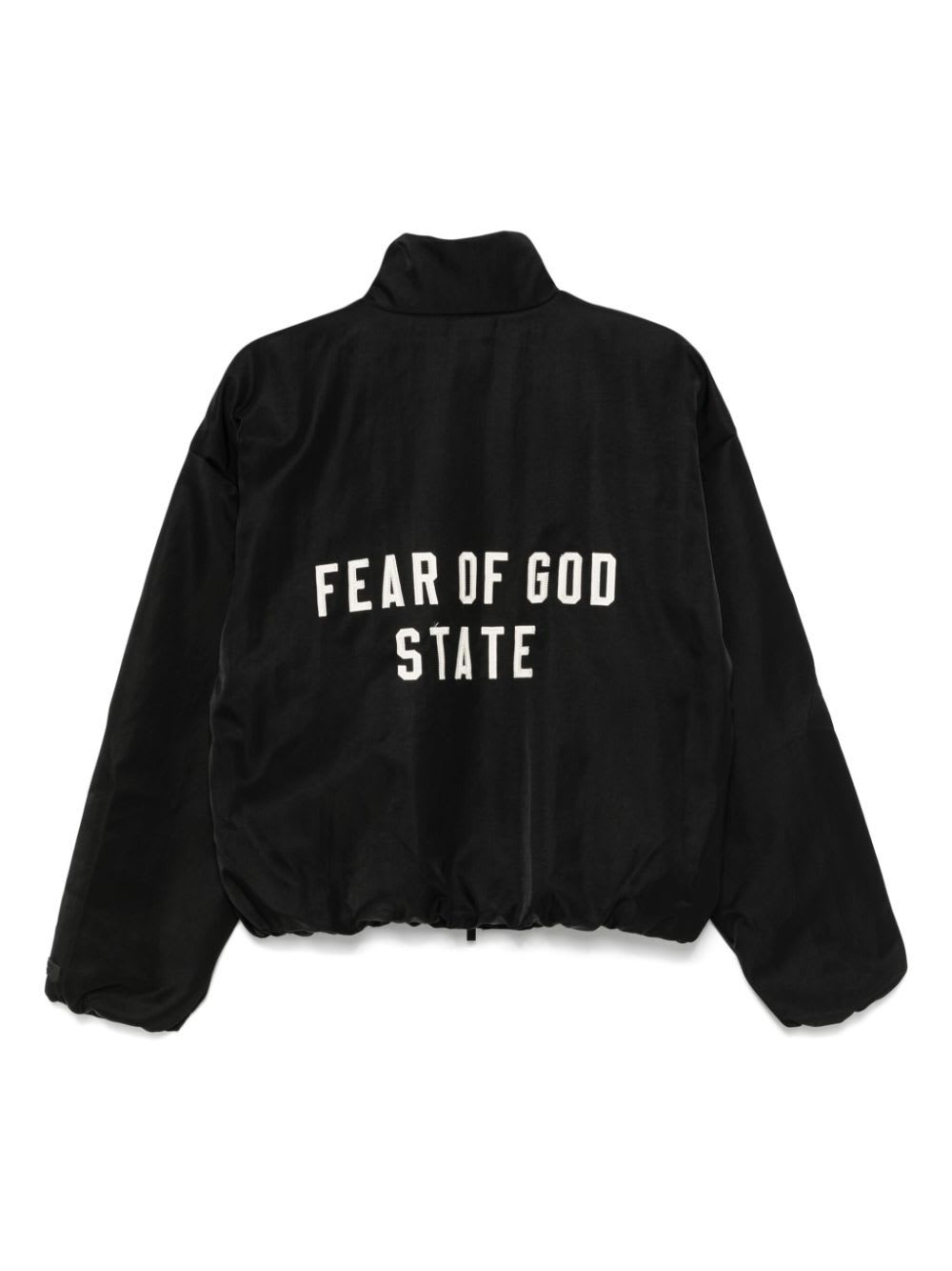 Shop Fear Of God Textured Nylon Track Jacket In Black