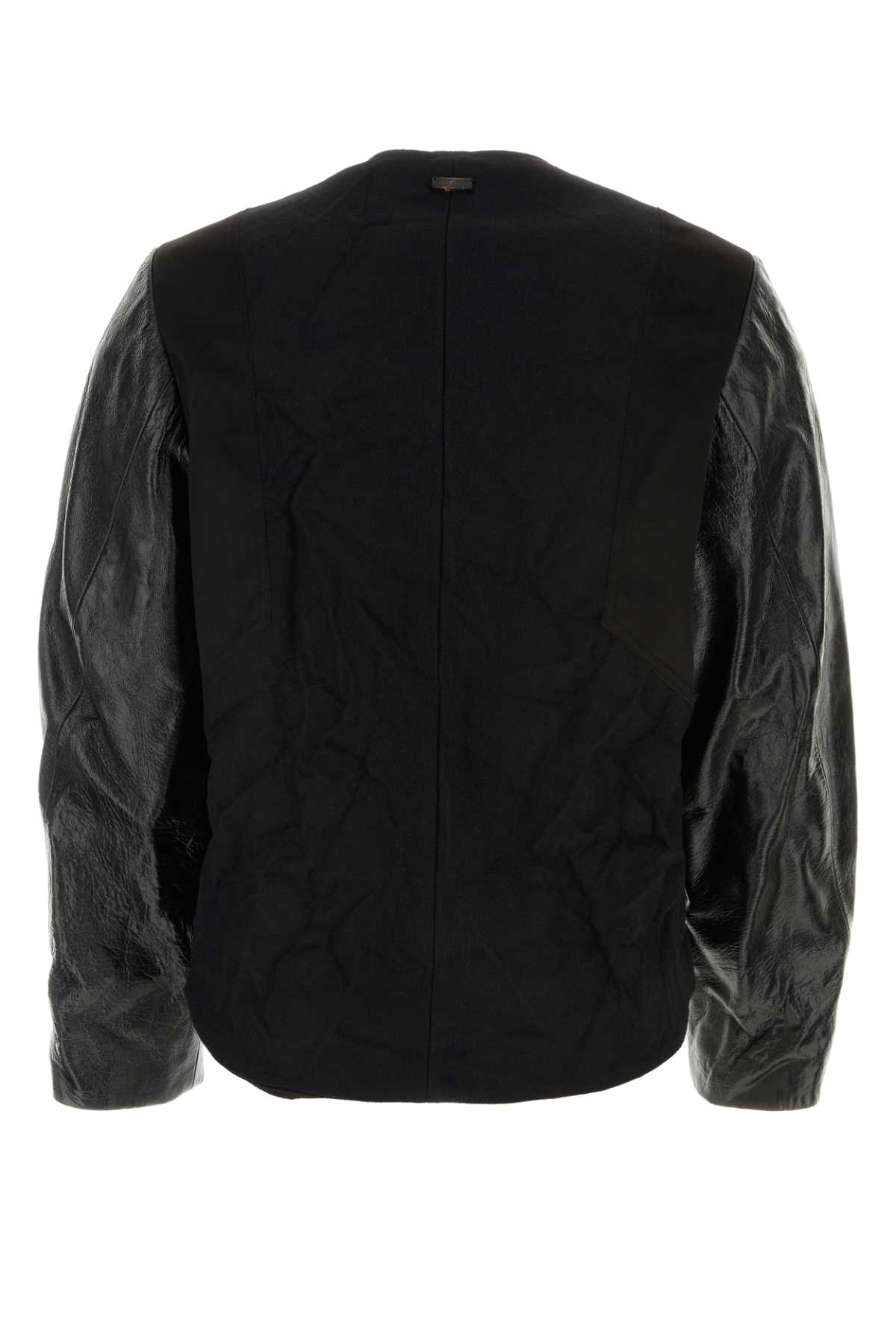 Shop Ader Error Black Wool Blend Jacket In Noir