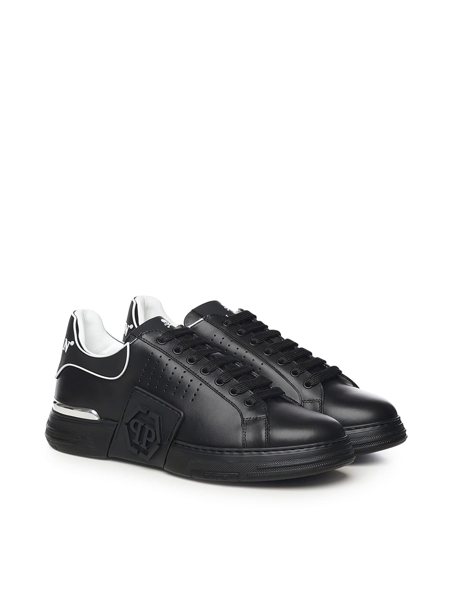 Philipp Plein Low Top Hexagon Sneakers In Black