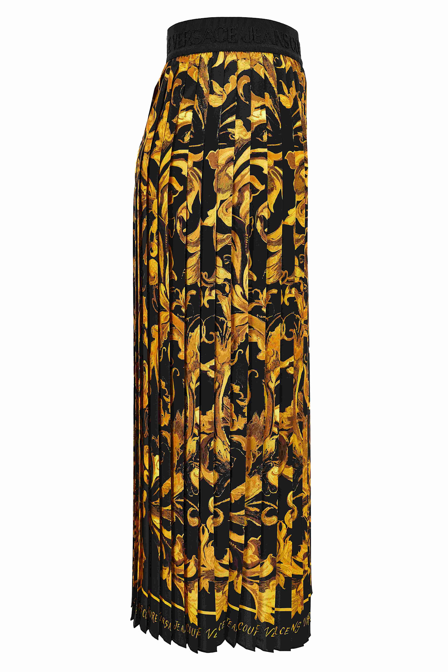 Versace Jeans Couture Baroque-print Pleated Midi Skirt In Multi