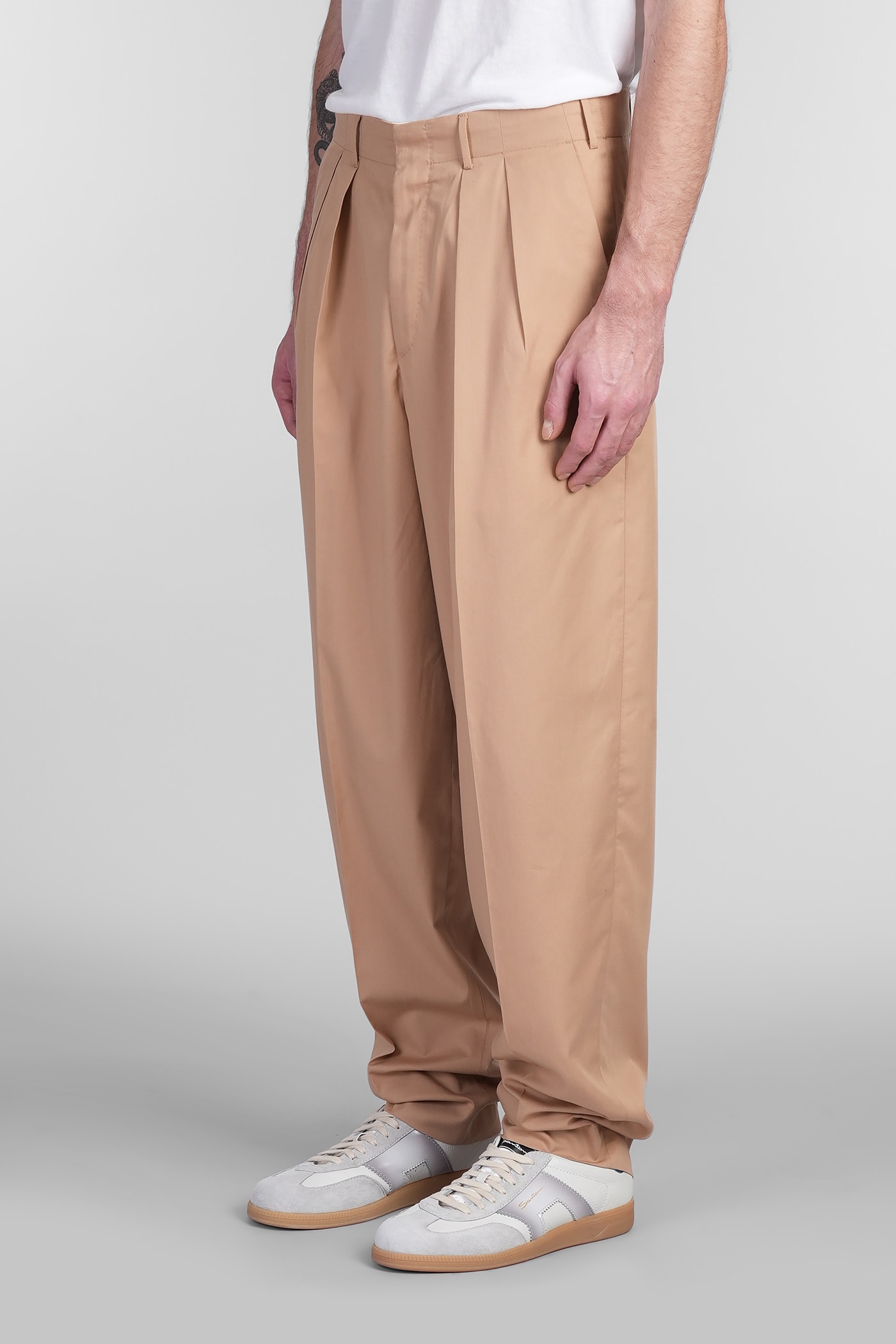 Pt Torino Sd65 Pants In Camel Wool And Polyester In Camel