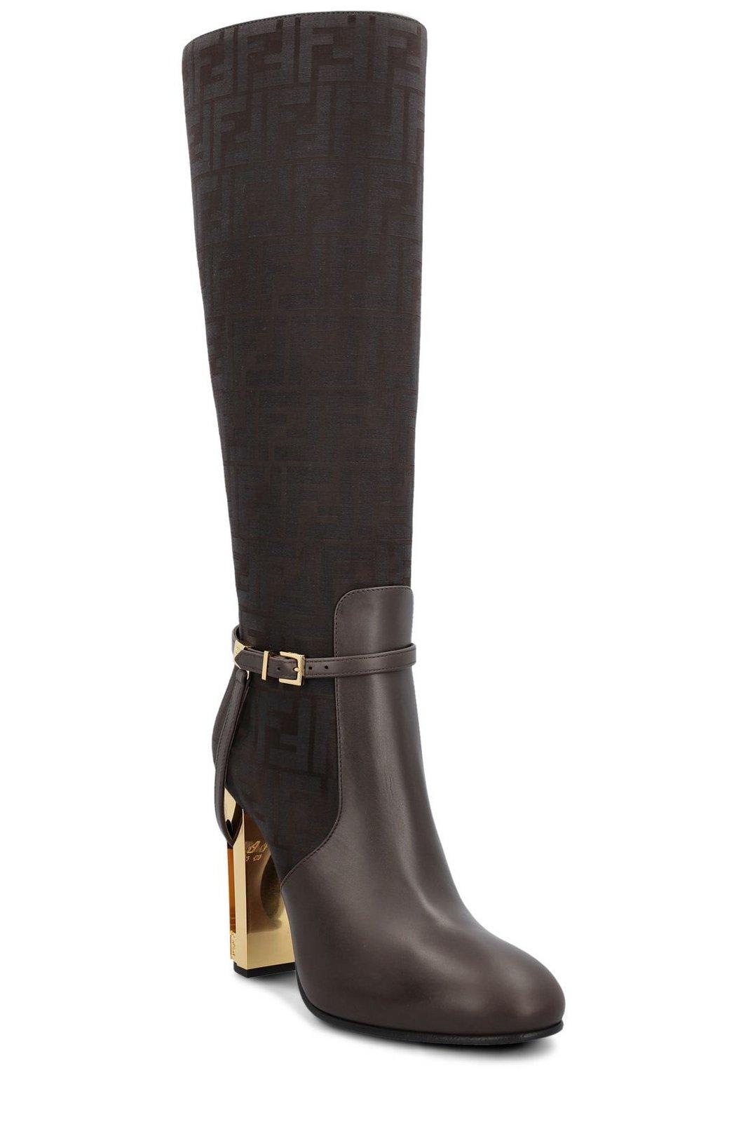 Shop Fendi Delfina High Heeled Boots In Brown