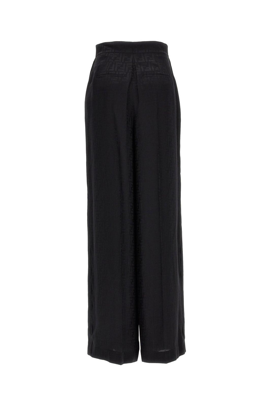 Shop Fendi Ff Motif Wide-leg Pants In Black