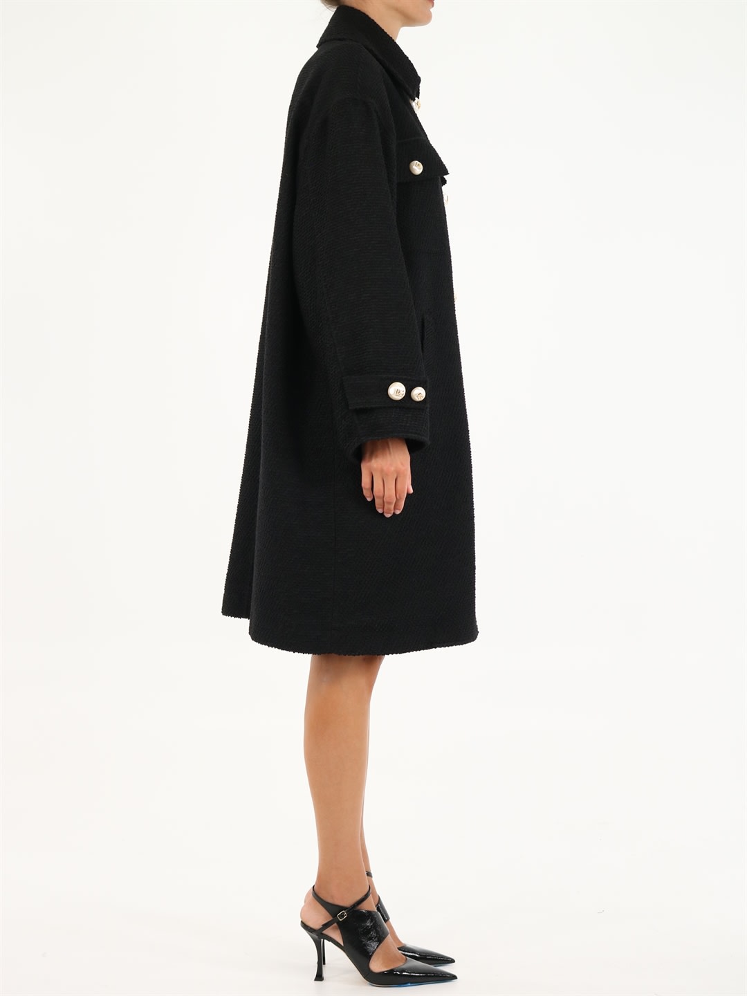 Shop Dolce & Gabbana Wide-fit Black Coat