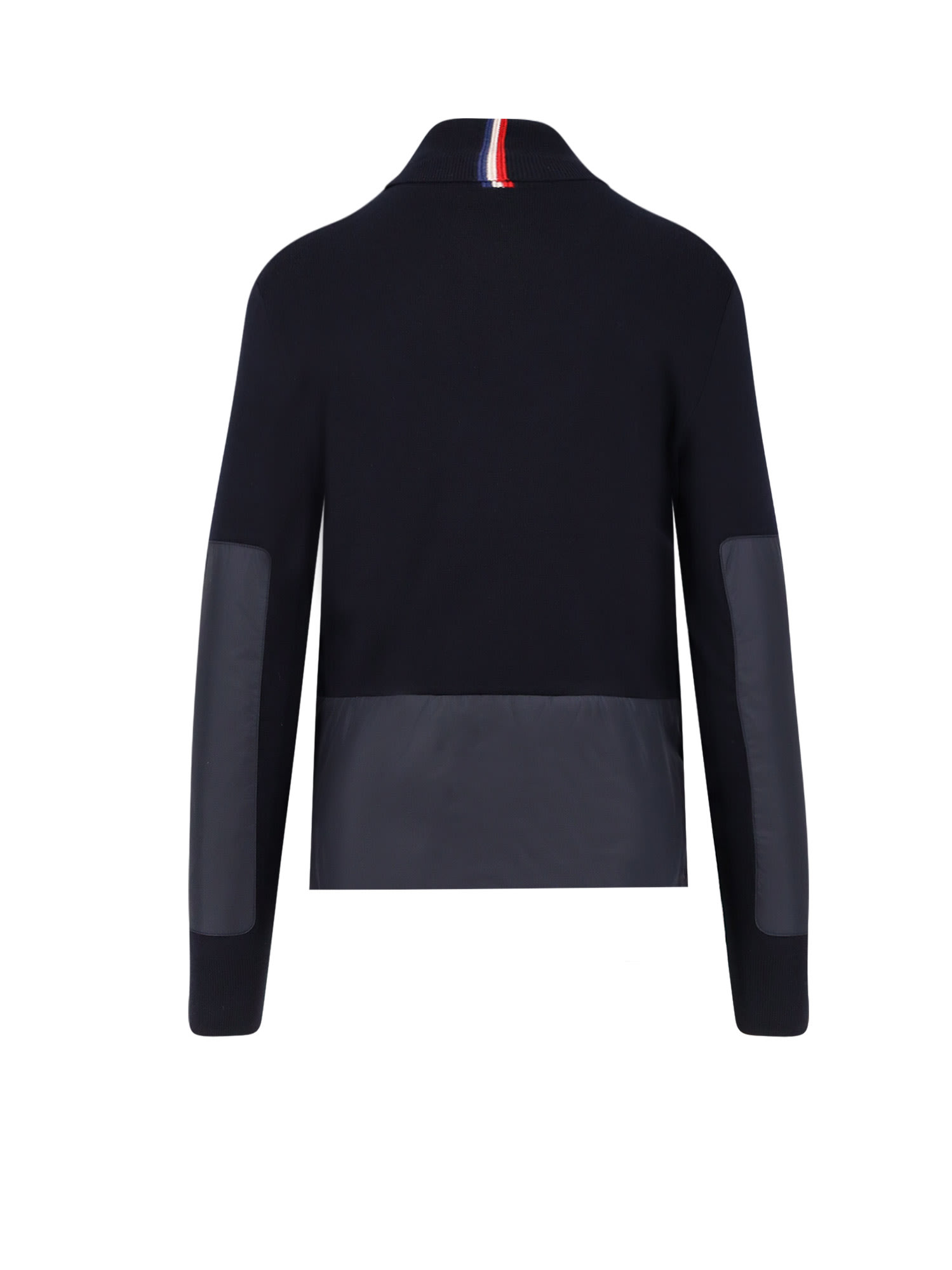 Moncler Wool Turtleneck Sweater With Nylon Inserts In Black