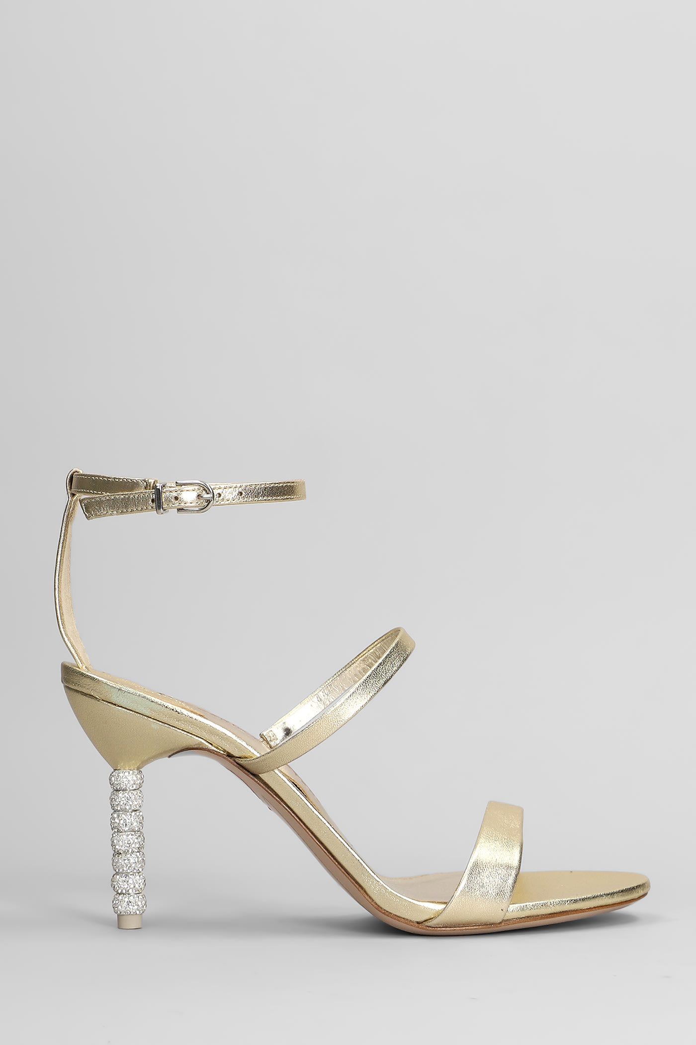 Sophia Webster Rosalind Crystal Mid Sandals In Gold Leather