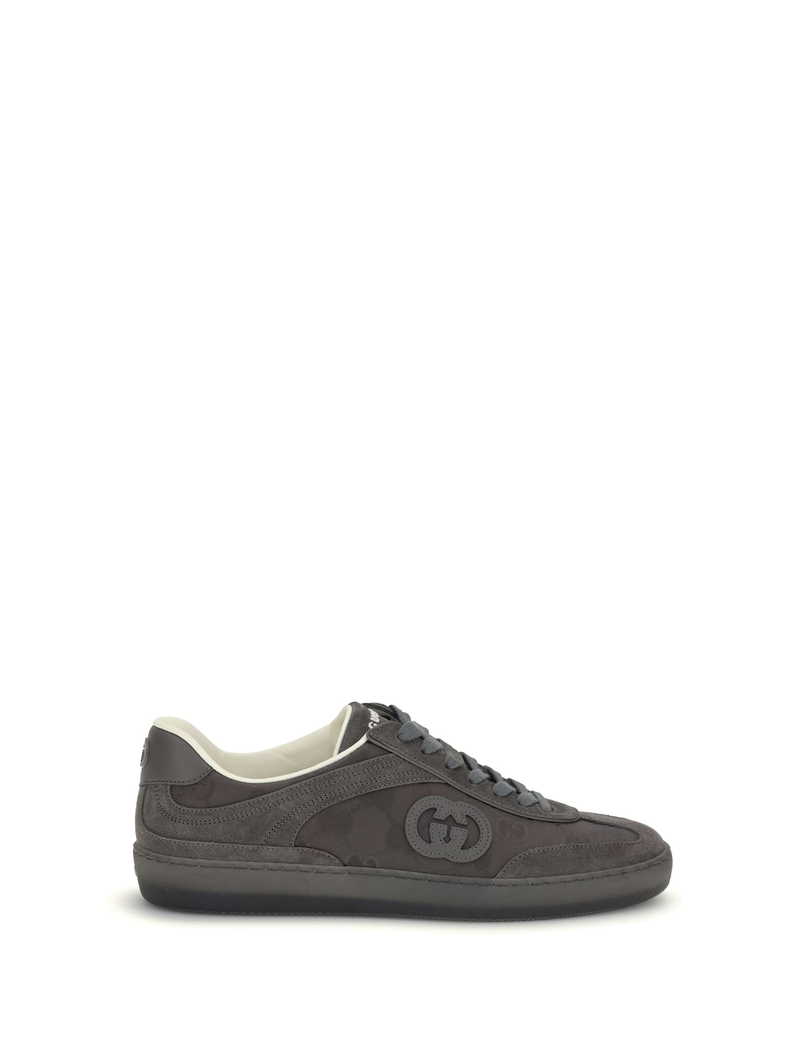 Gucci Mens G74 Tonal Canvas And Suede Sneakers In Gray
