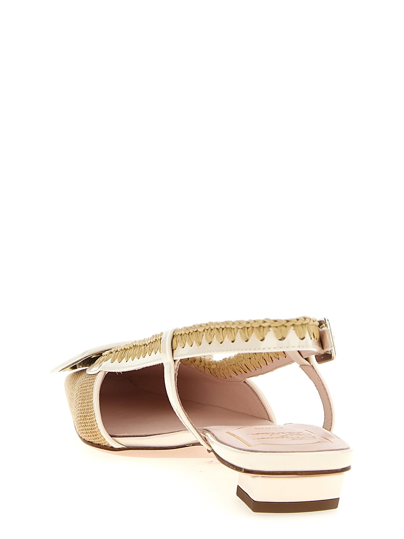 Roger Vivier Belle Vivier Braided Slingbacks In Beige