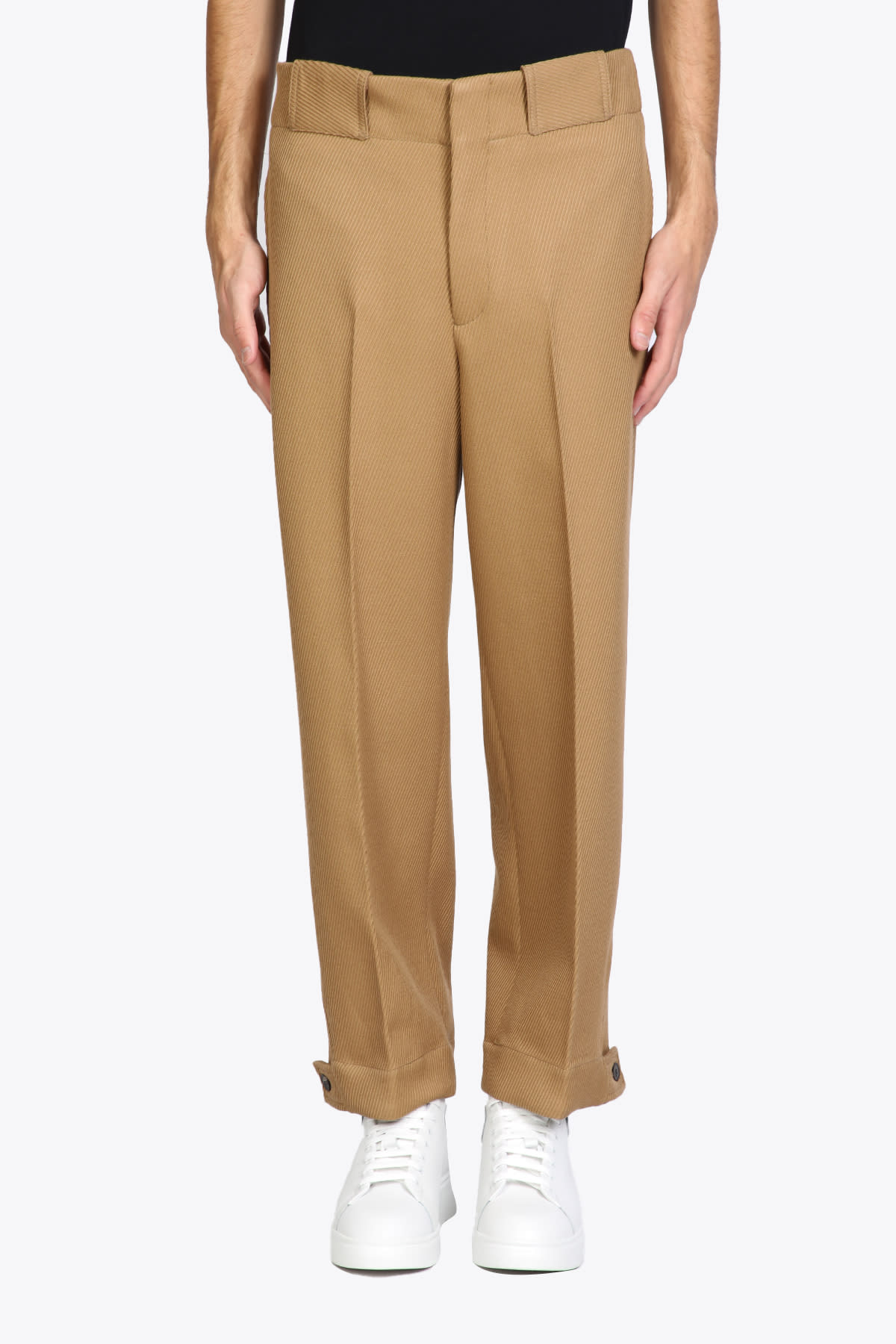 Emporio Armani Trouser Camel wool pant with wide leg.