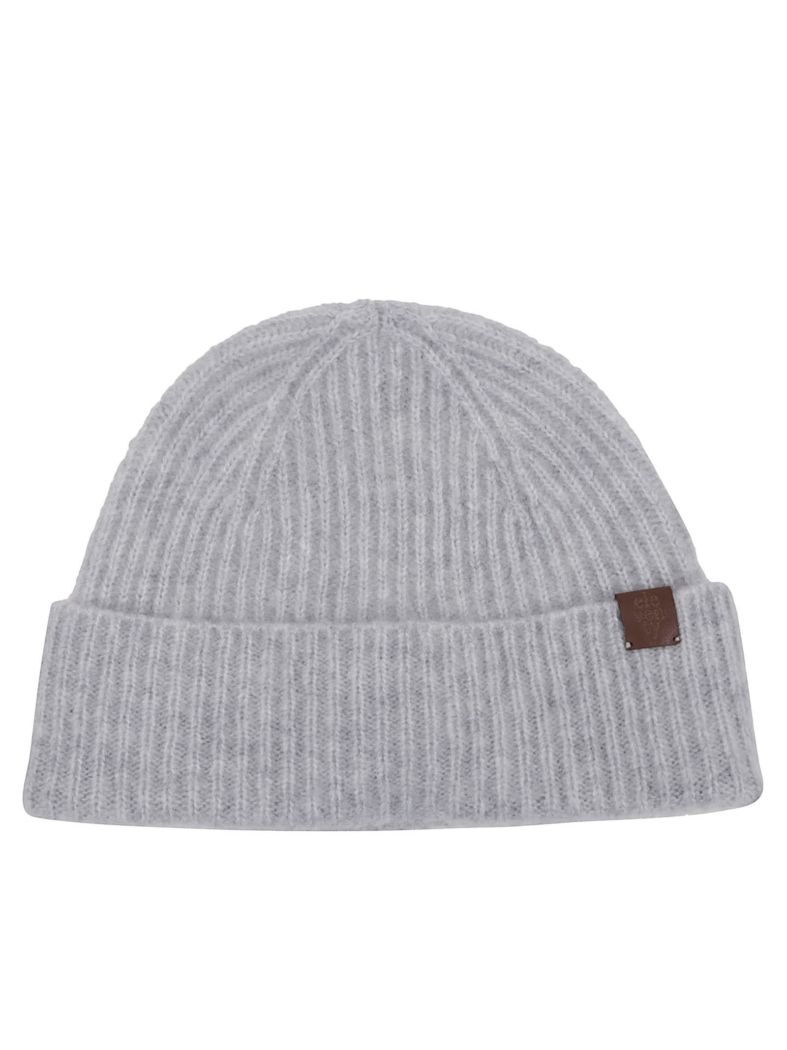 Eleventy Ribbed Knit Hat With Folded Cuff In Gray