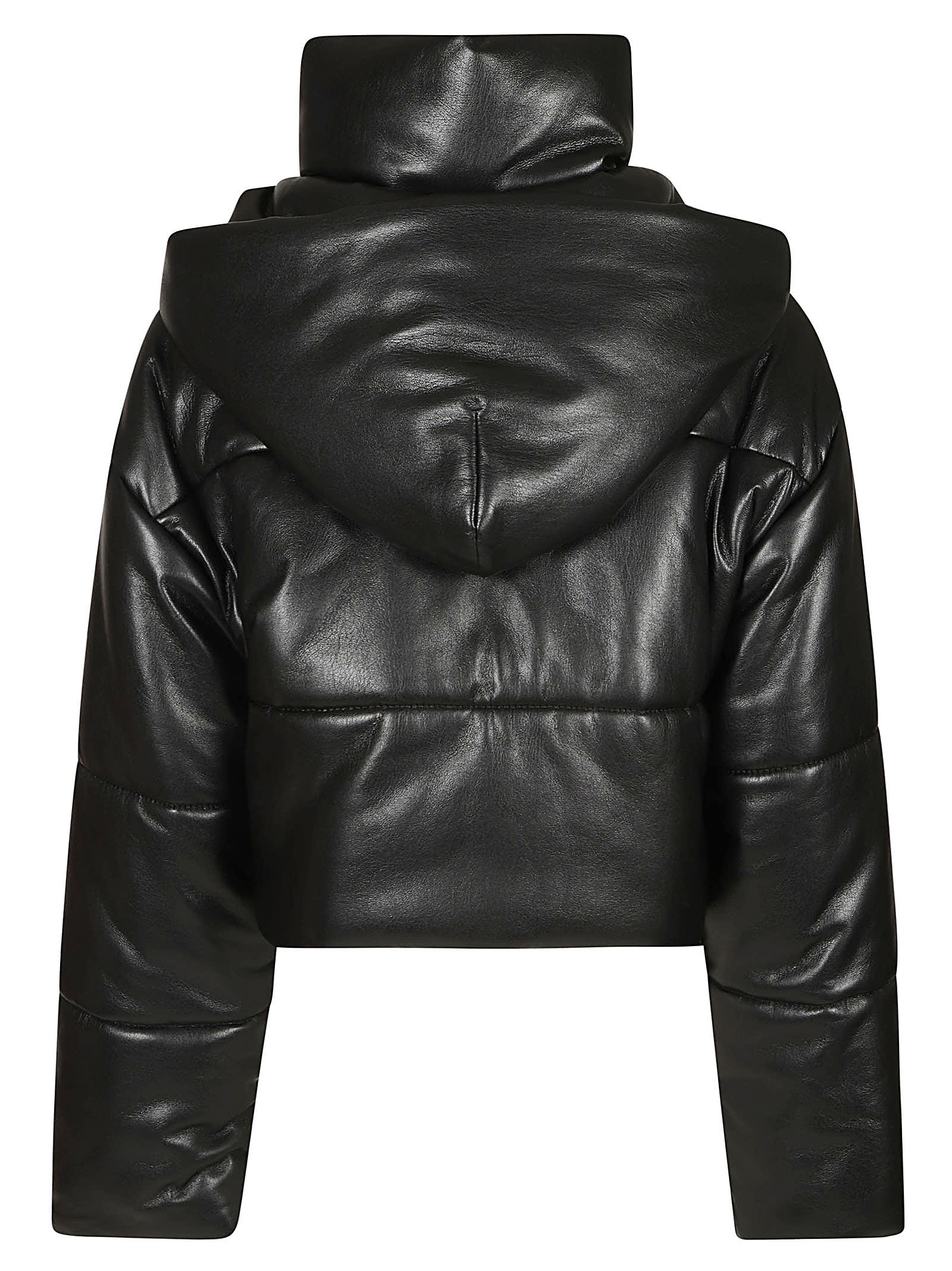 Shop Nanushka Cropped Puffer Jacket In Black