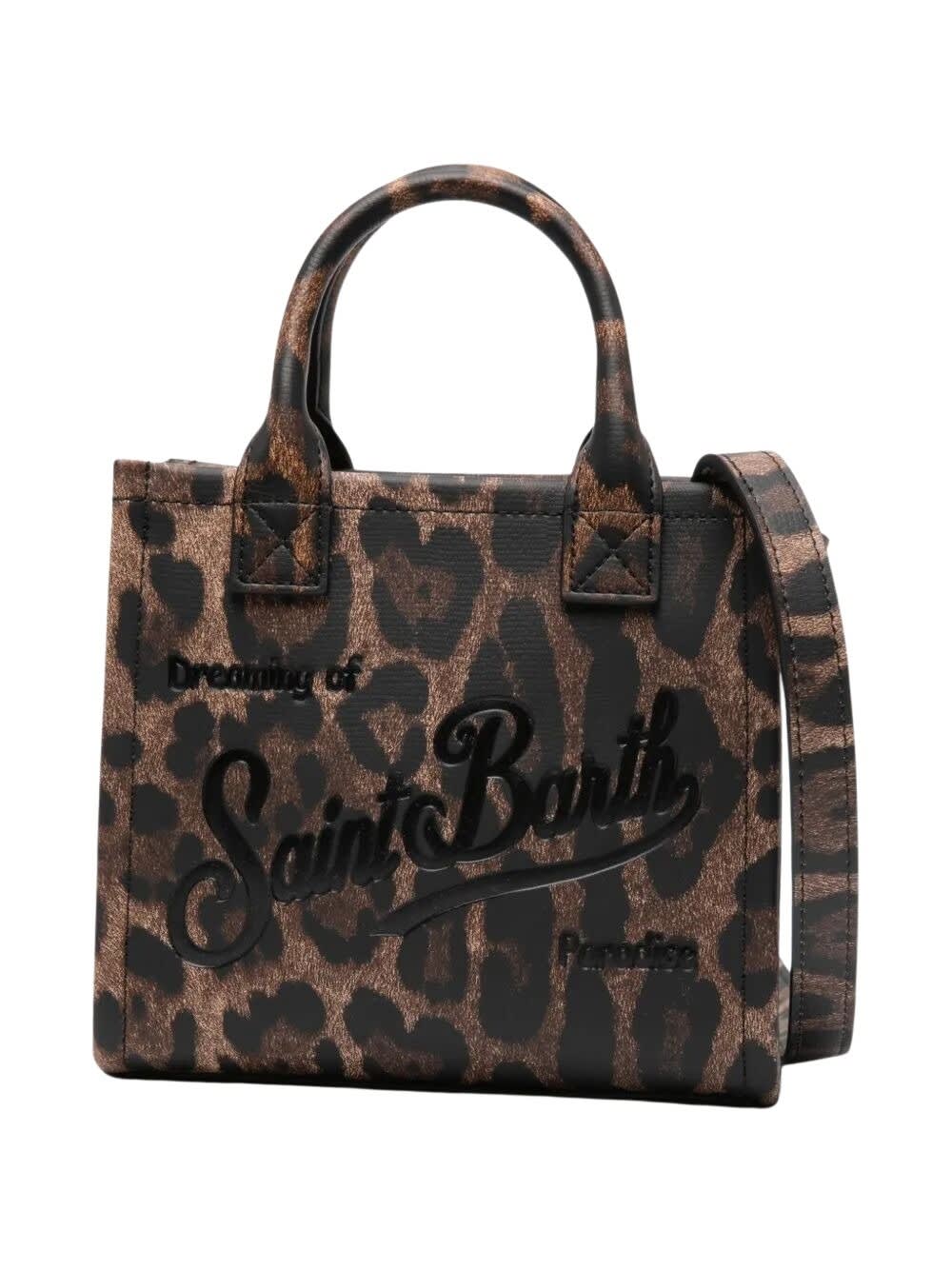 Mc2 Saint Barth Leopard Print Top Handle Tote Bag In Brown
