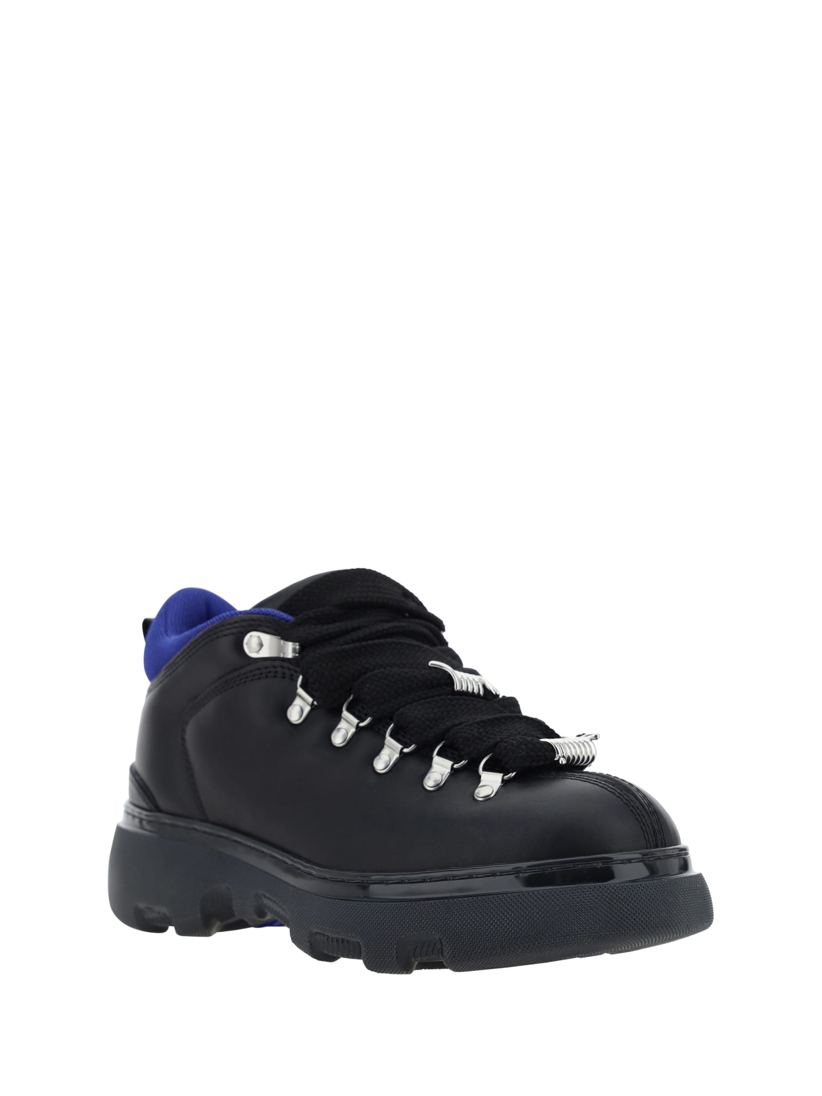 Burberry Leather Solid Color Hiking Booties In Black