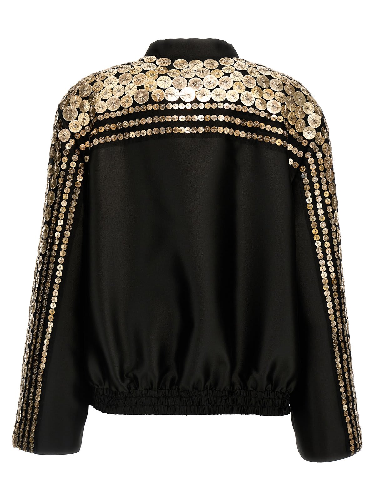 Shop Alberta Ferretti Sequin Embellished Bomber Jacket In Nero