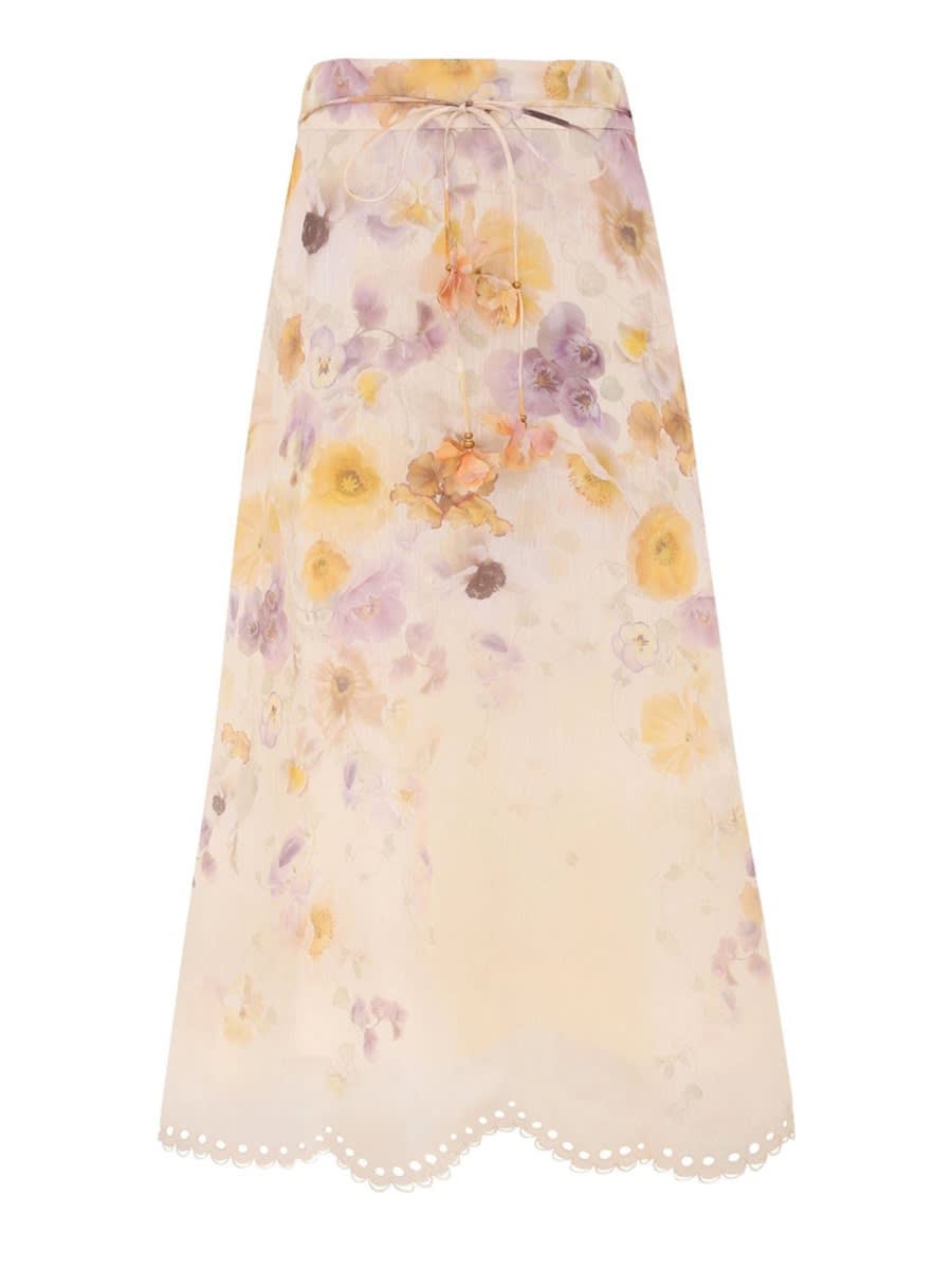 Zimmermann Memento Midi Skirt In Multi