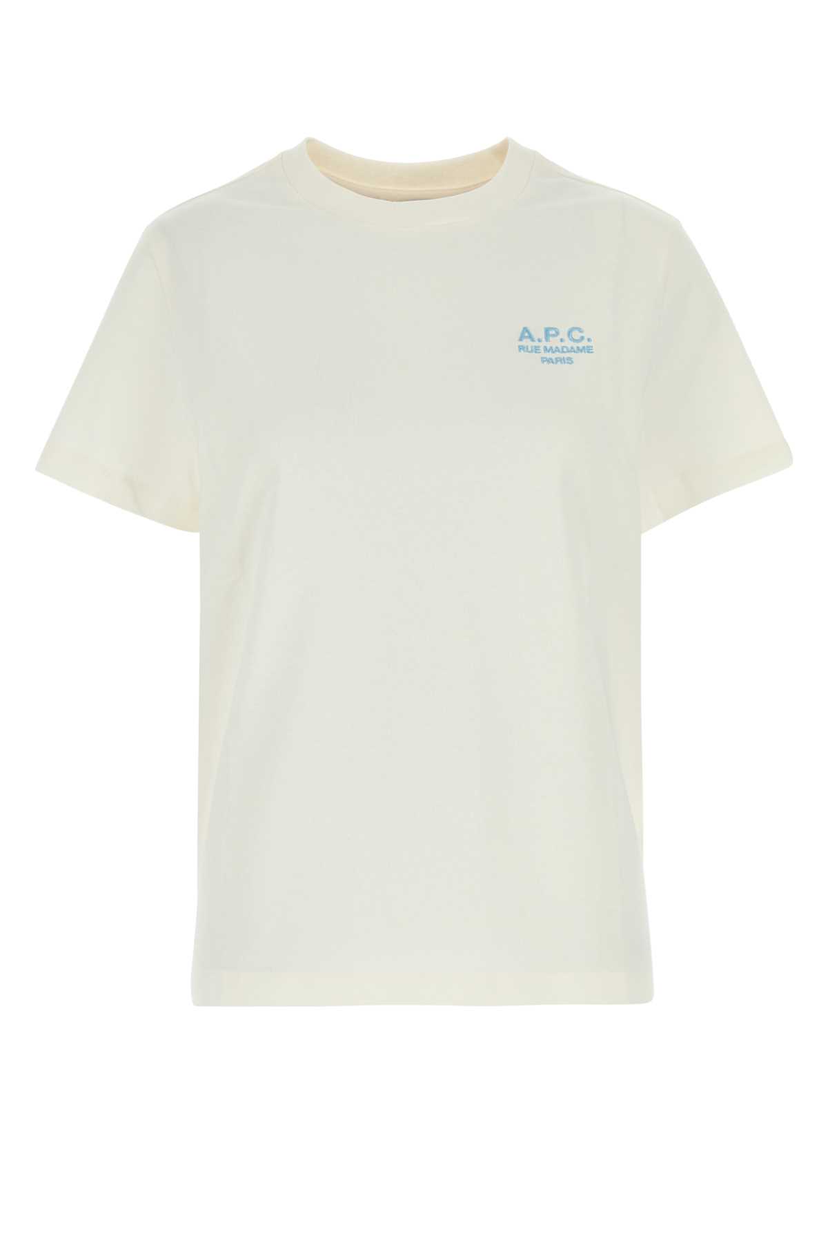 Apc White Cotton T-shirt In Blancbleuciel