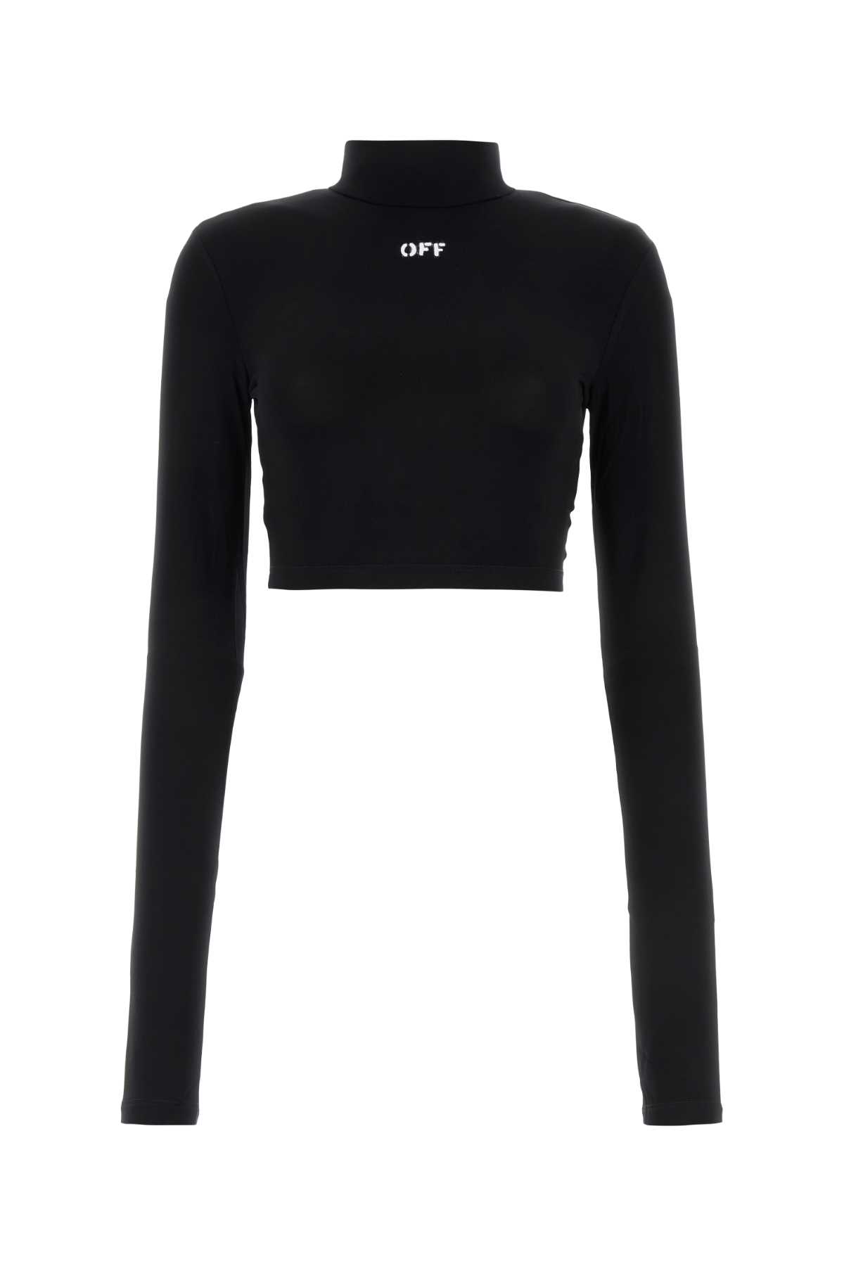 Shop Off-white Black Stretch Viscose Top In 1001