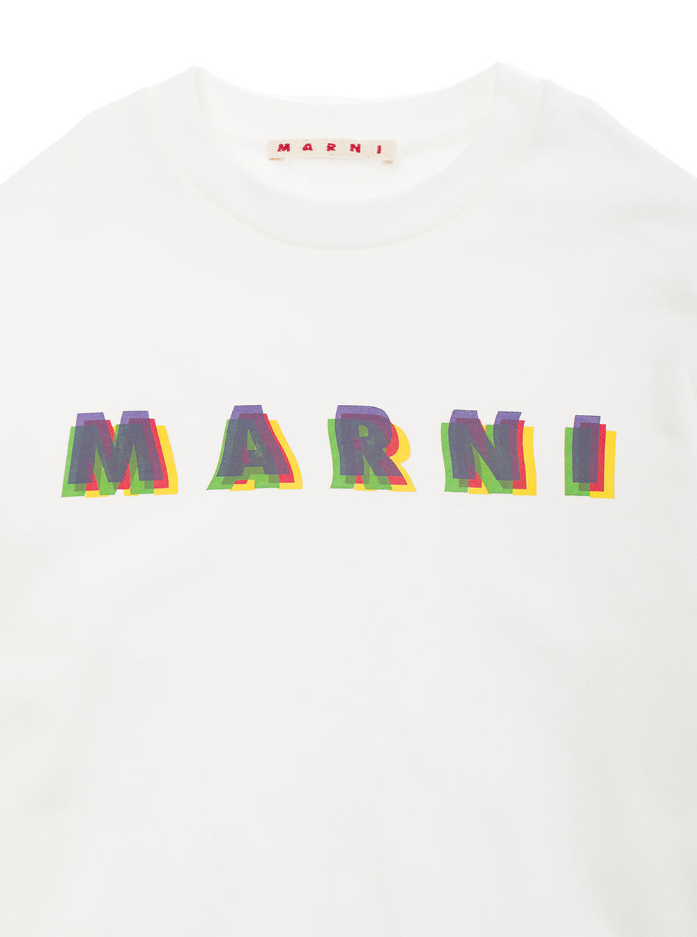 Shop Marni White Crewneck Sweatshirt With Logo Lettering Print In Cotton Boy