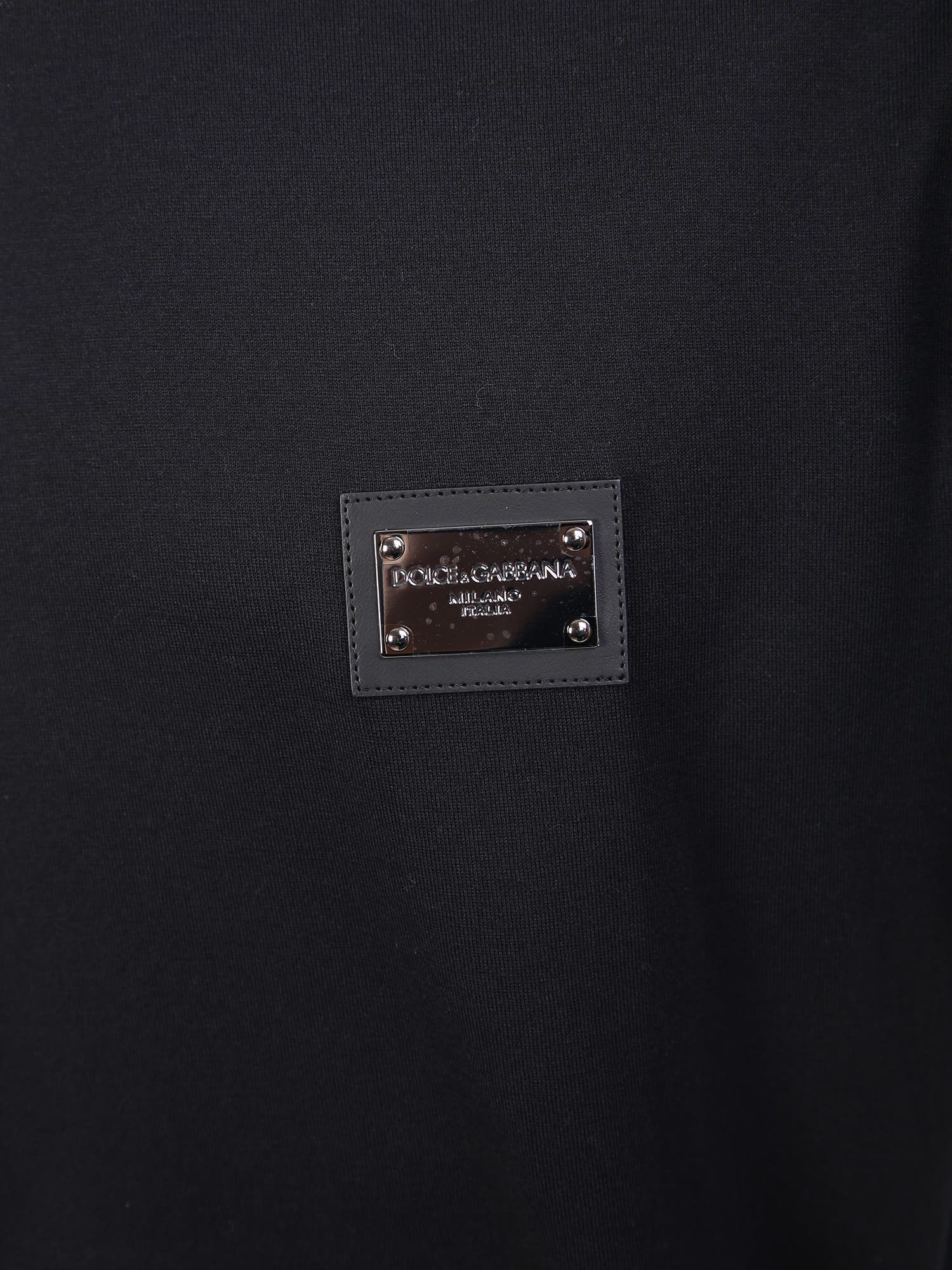 Dolce & Gabbana Black T-shirt With Logo Tag Detail On The Front In Black