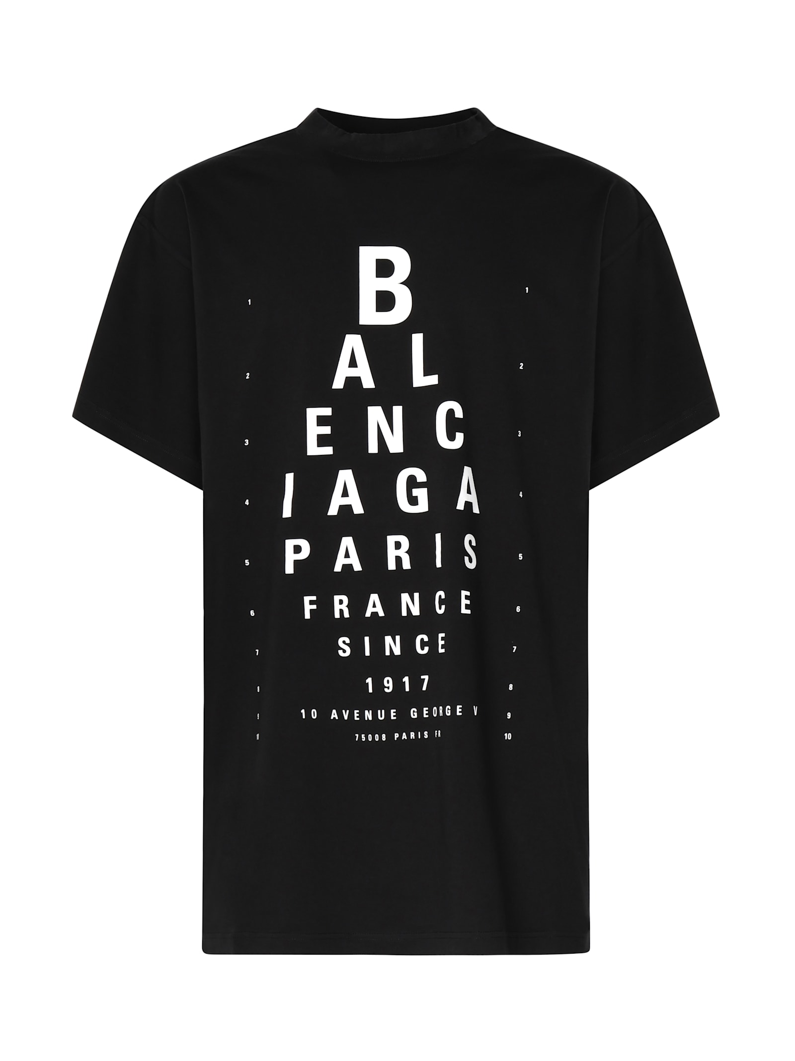 Balenciaga High Neck Black Tee With Contrasting Text