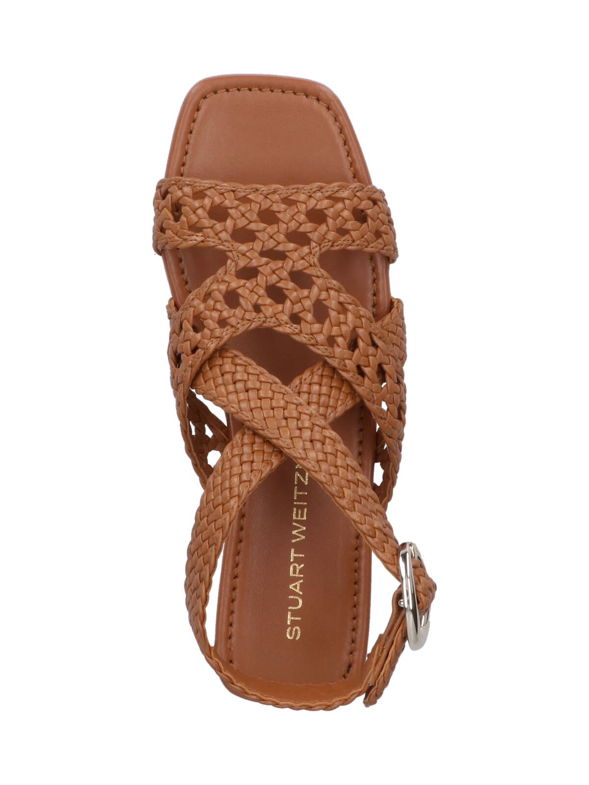 Stuart Weitzman Heel Sandals With Braided Straps And Open Toe In Brown