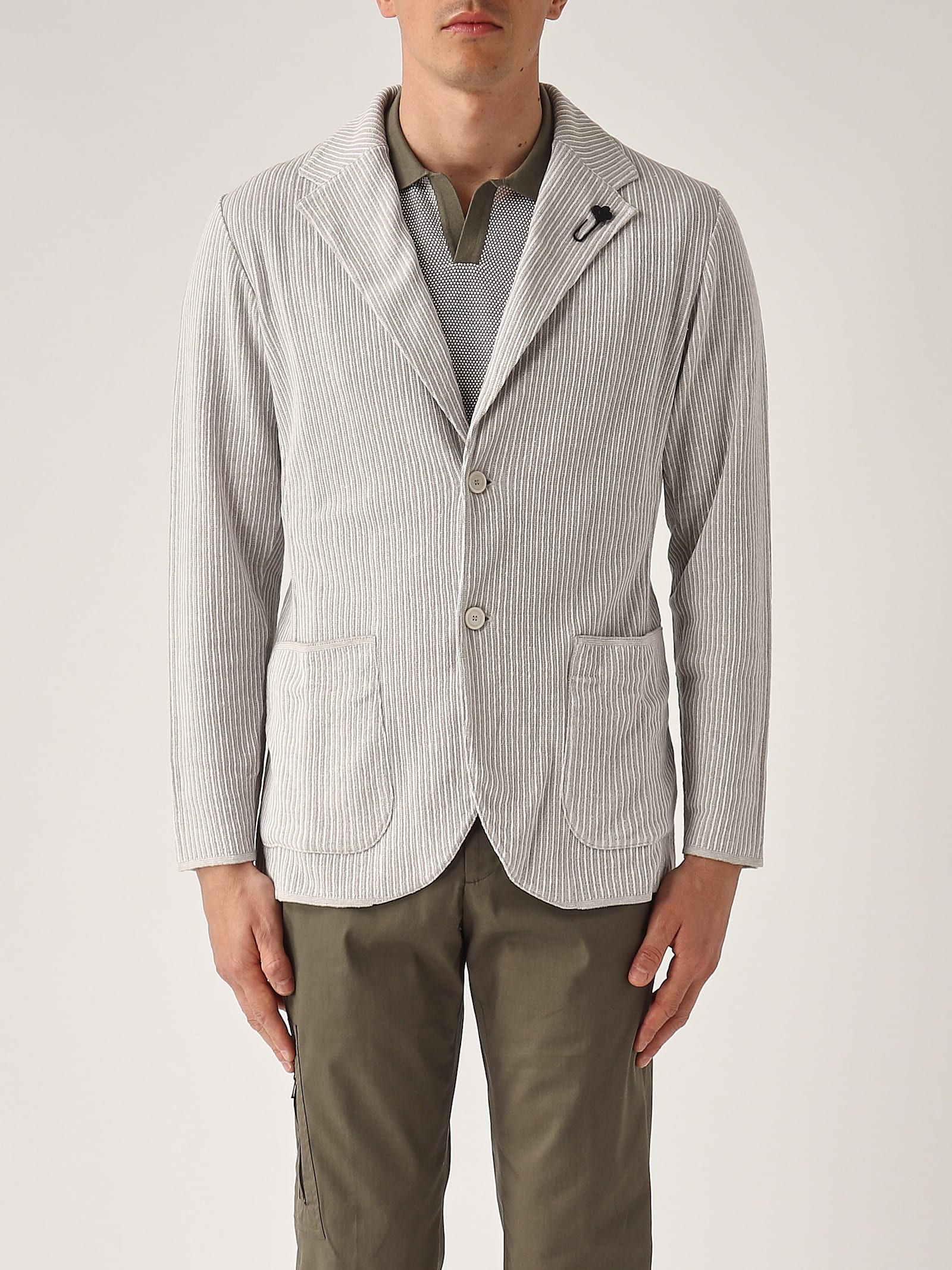 Lardini Giacca Maglia Jacket In Gray
