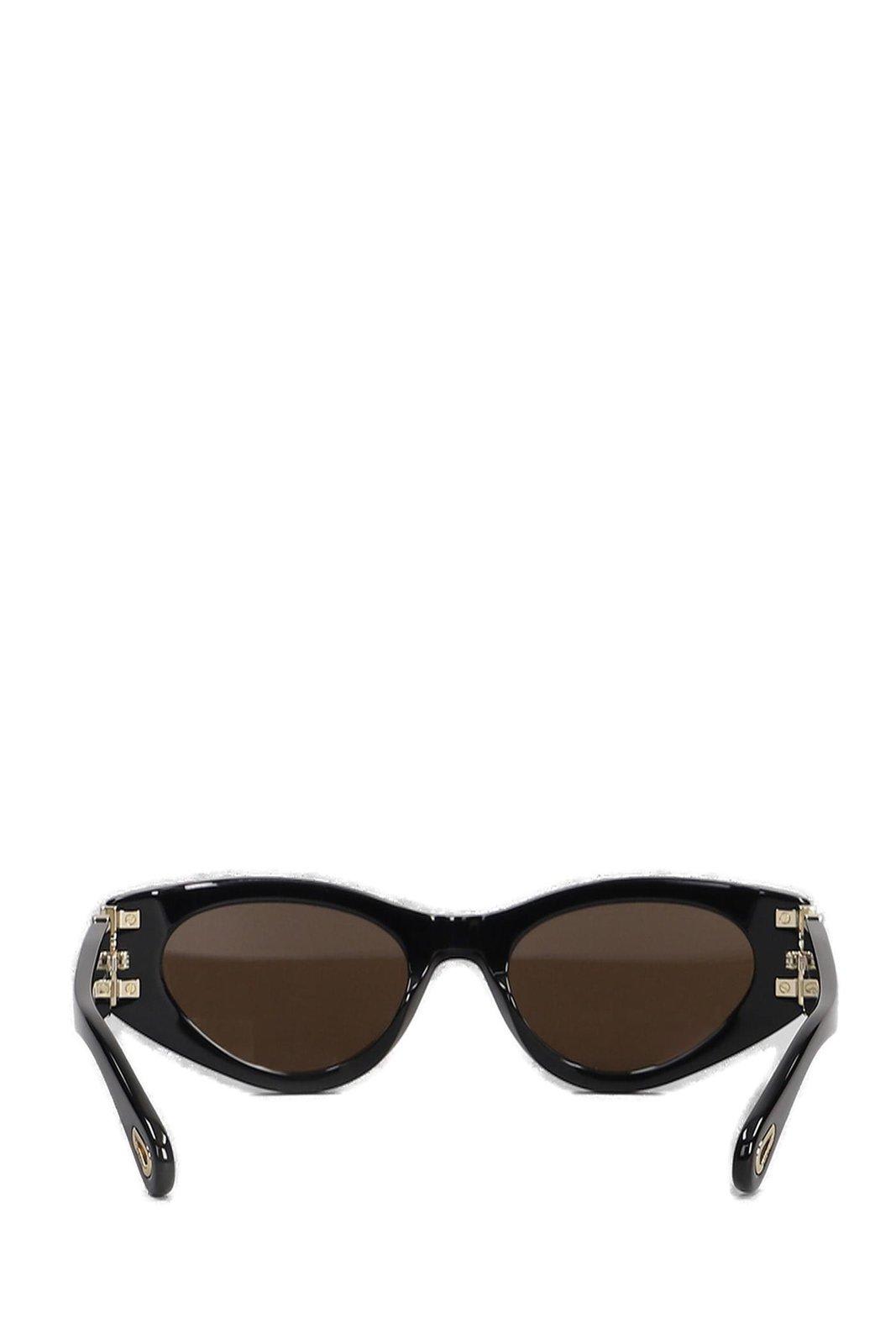 Shop Chloé Cat-eye Sunglasses In Blk/blk/brown